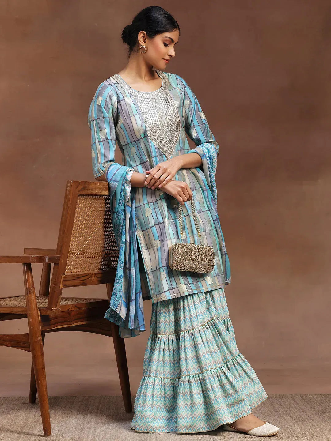 libas Blue Printed Silk Blend Straight Suit With Dupatta-picture-46