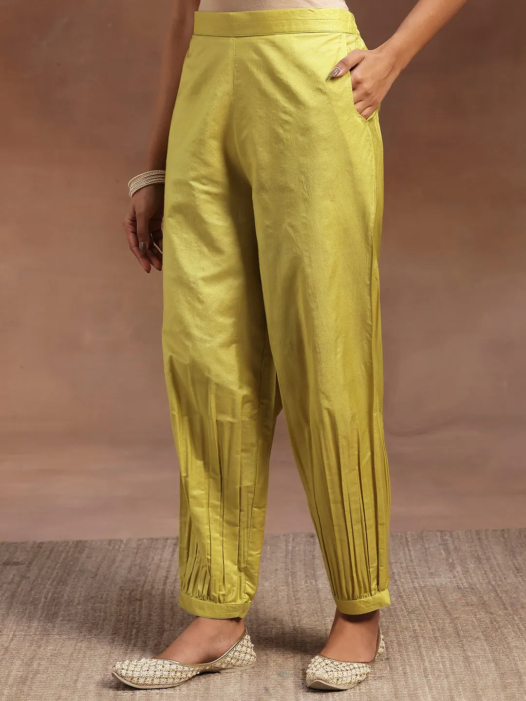  Green Woven Design Silk Blend Straight Suit With Dupatta 