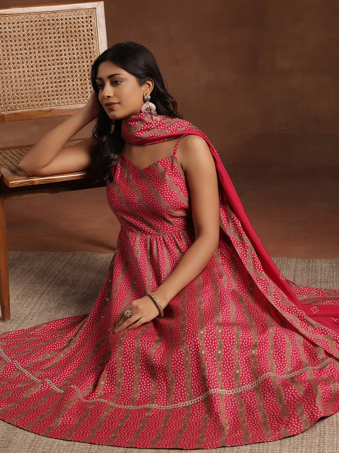 libas Pink Printed Silk Blend Anarkali Suit With Dupatta-picture-29