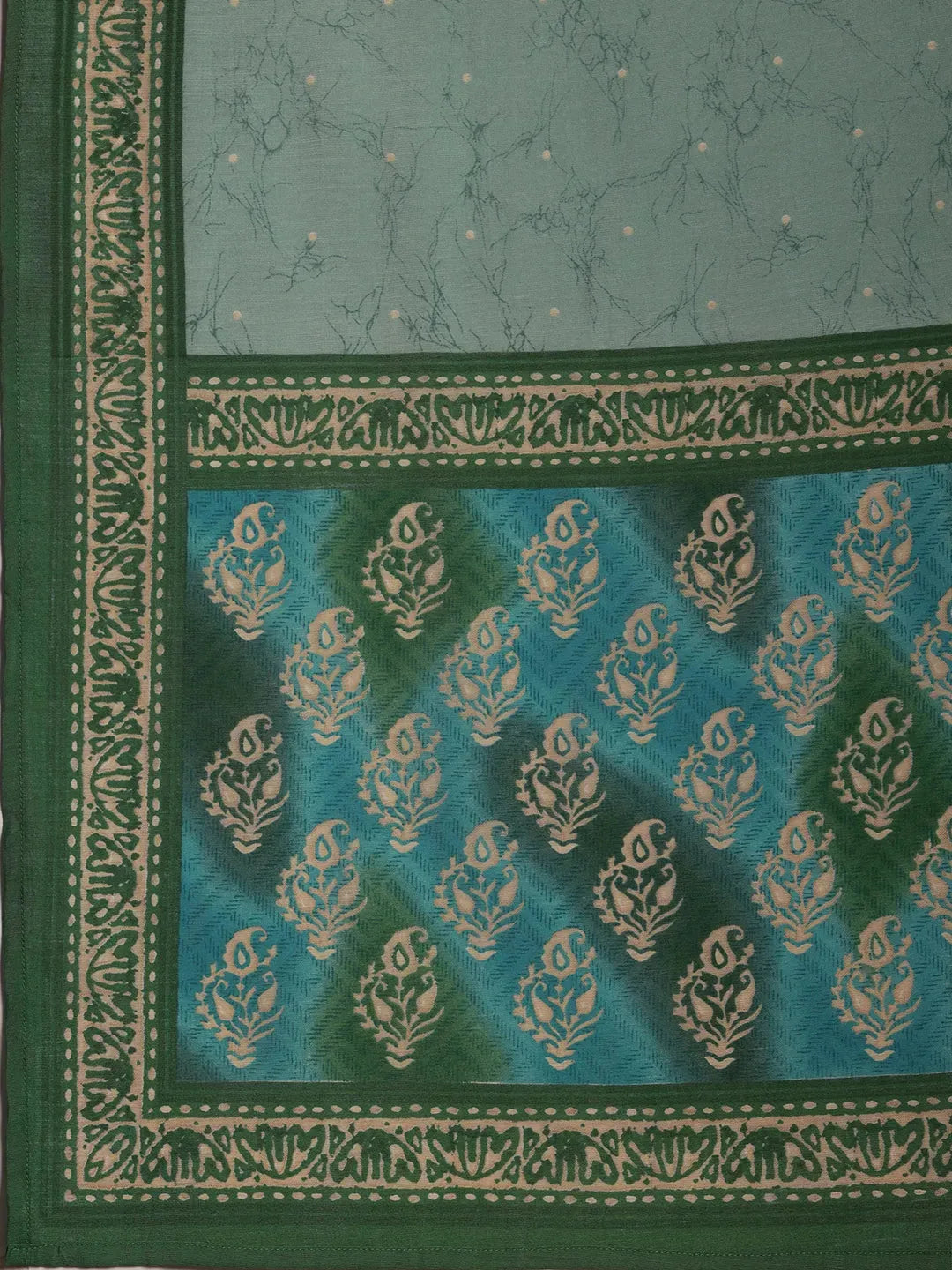  Blue Printed Silk Blend Straight Suit With Dupatta 