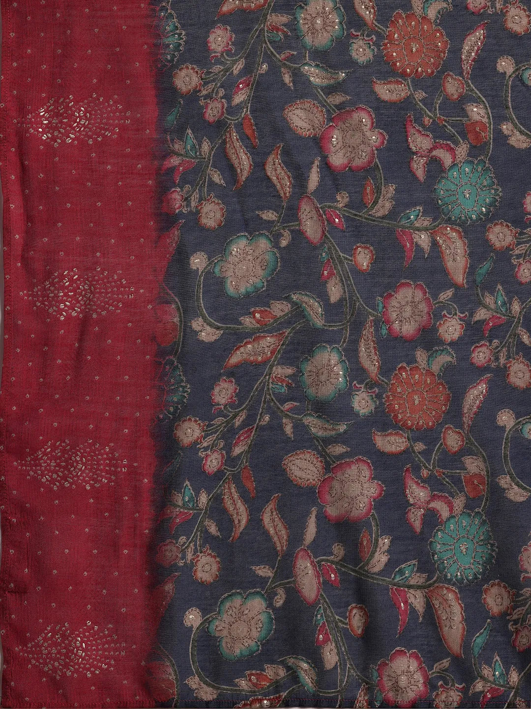  Pink Printed Silk Blend Straight Suit With Dupatta 