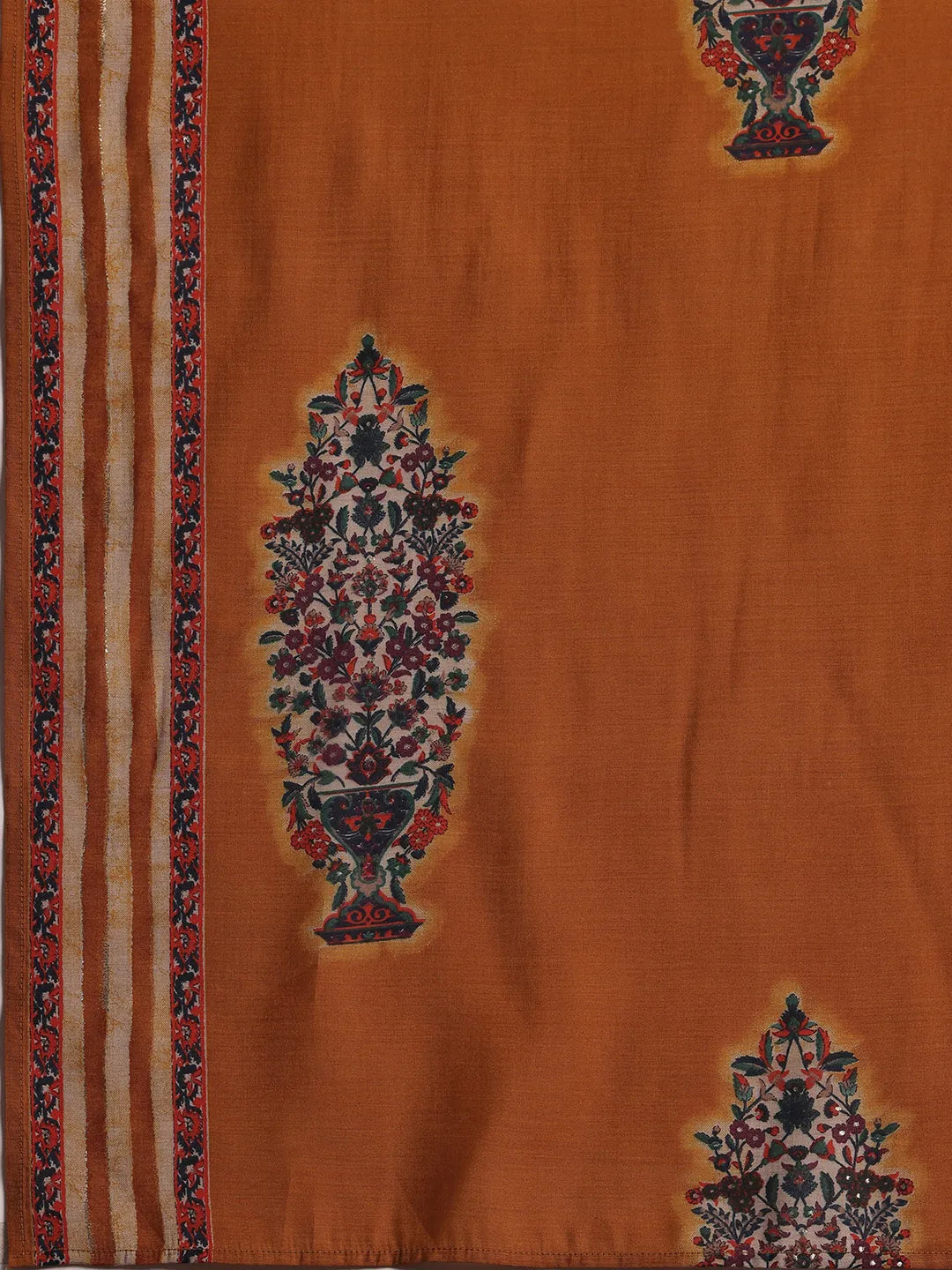  Mustard Printed Silk Blend Anarkali Suit With Dupatta 