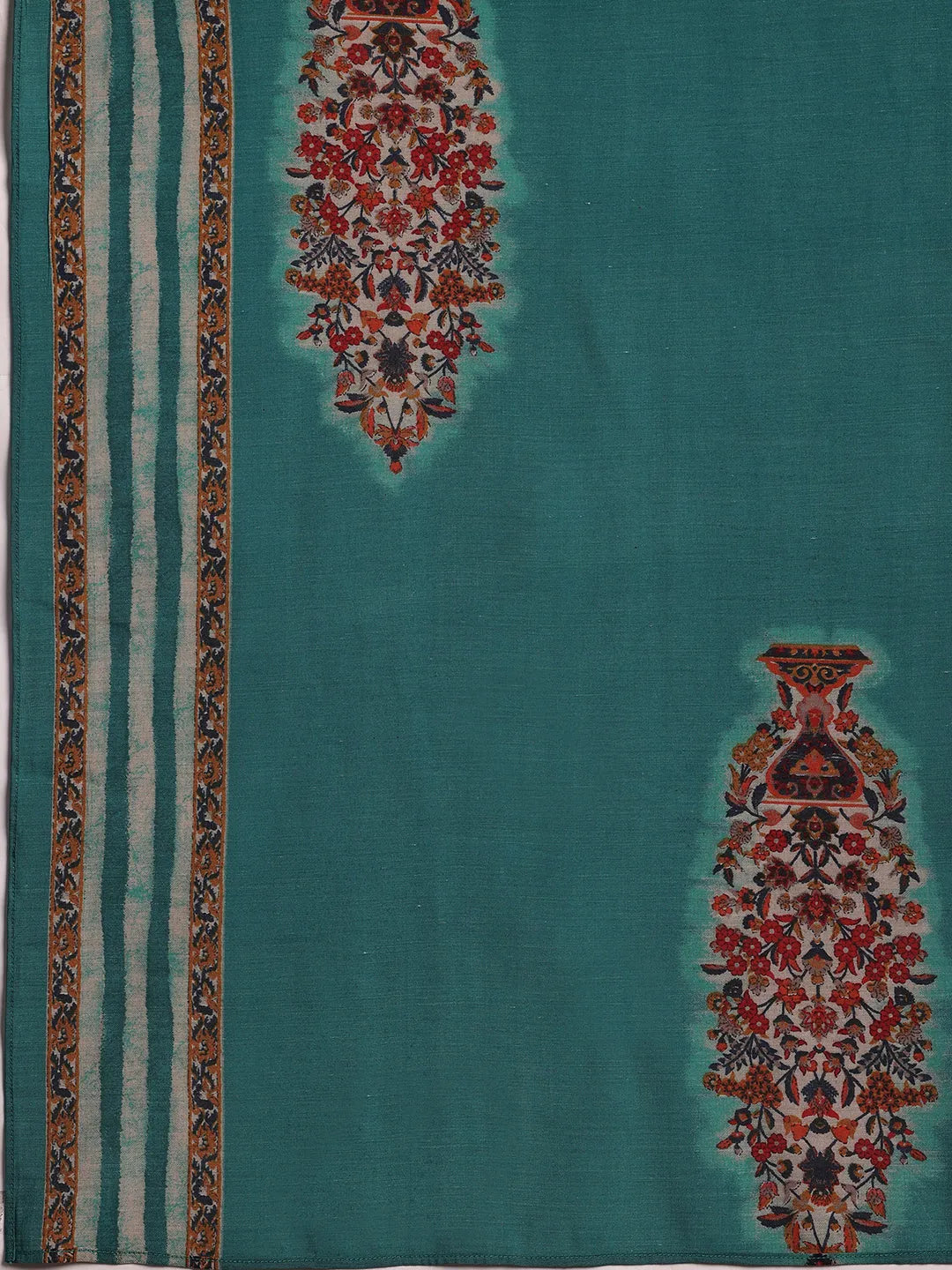  Blue Printed Silk Blend Anarkali Suit With Dupatta 