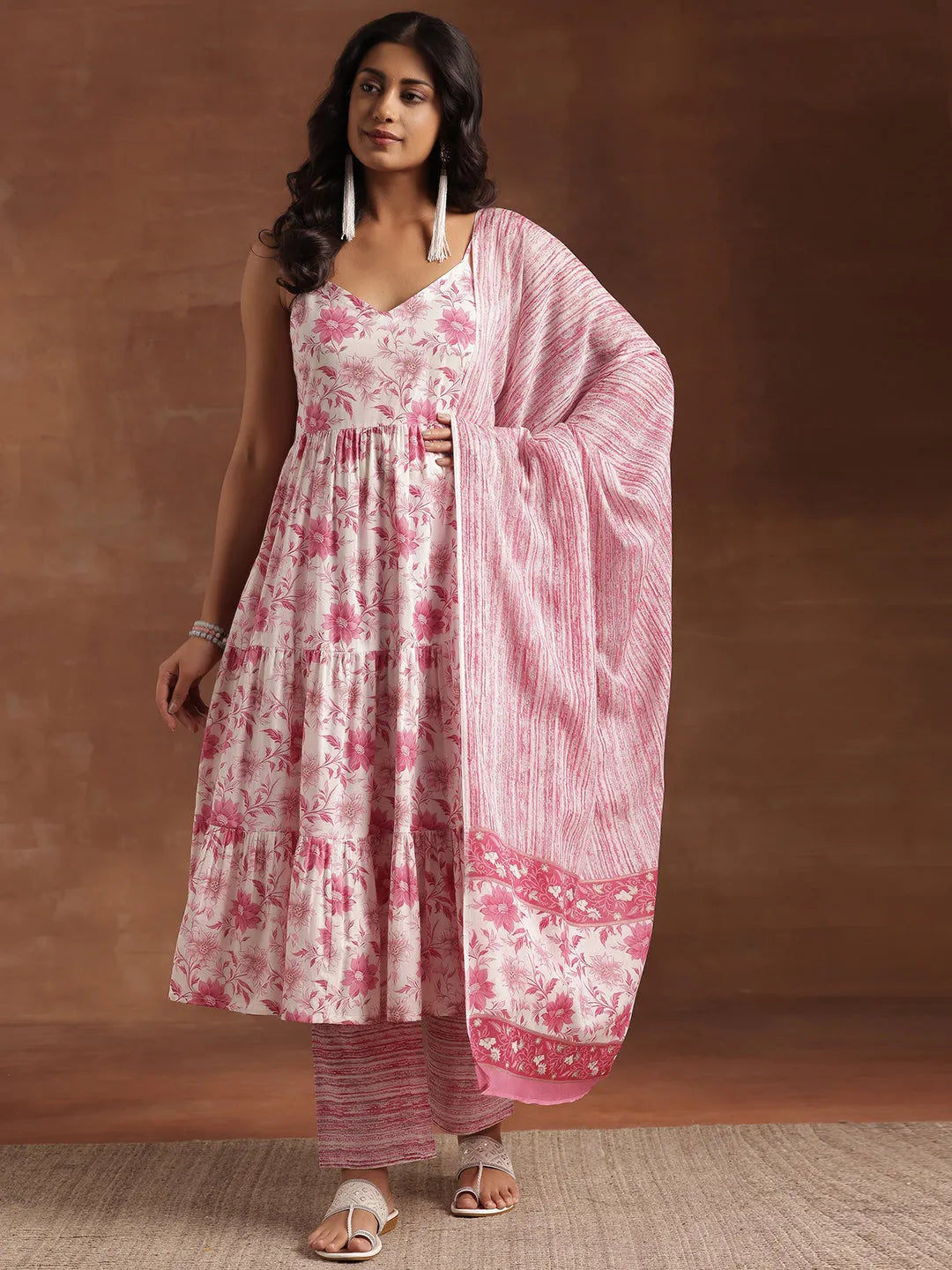 libas Pink Printed Cotton Anarkali Suit With Dupatta-picture-48