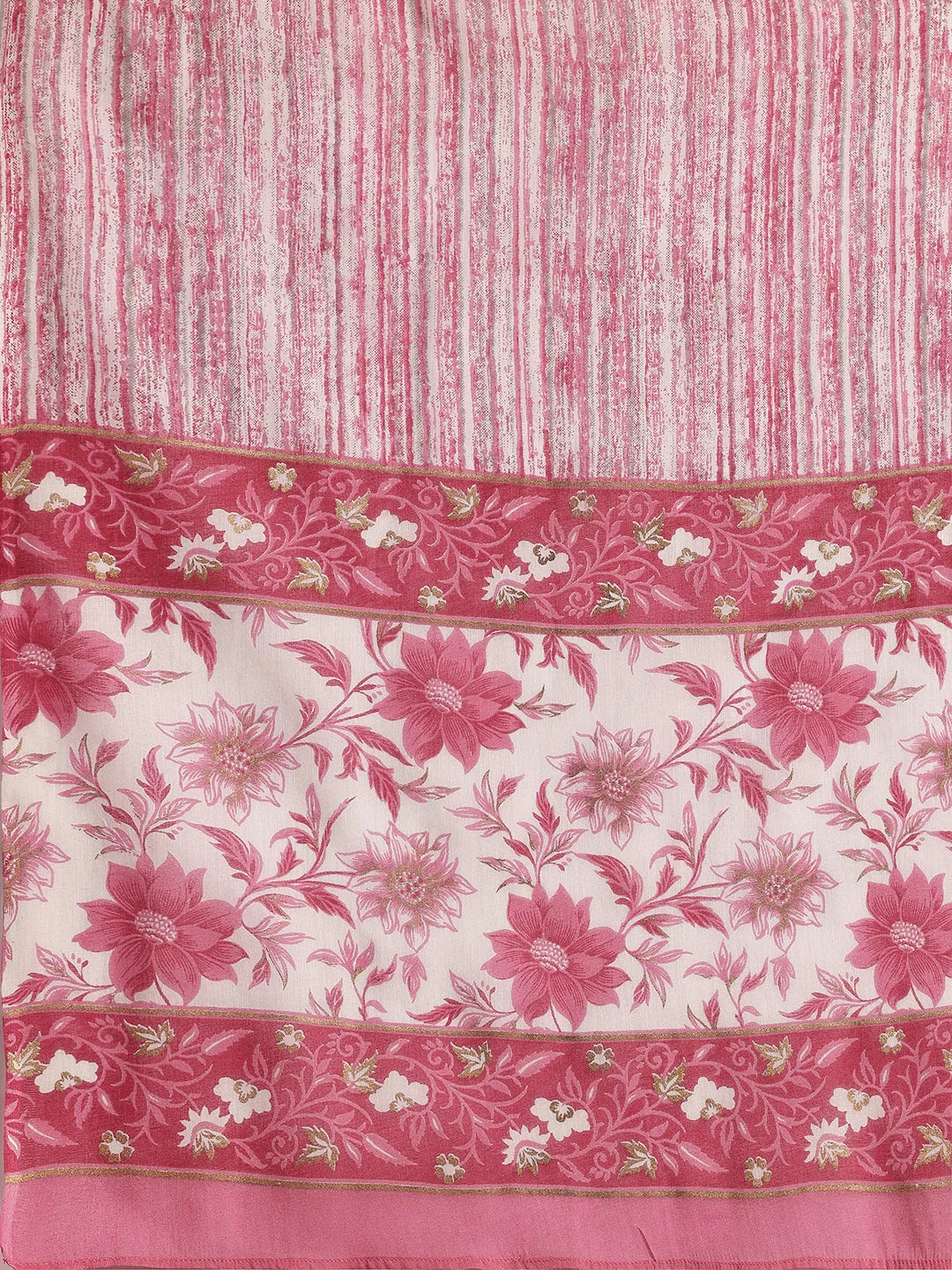  Pink Printed Cotton Anarkali Suit With Dupatta 