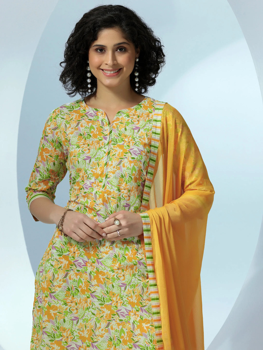  Off White Printed Cotton Straight Suit With Dupatta 