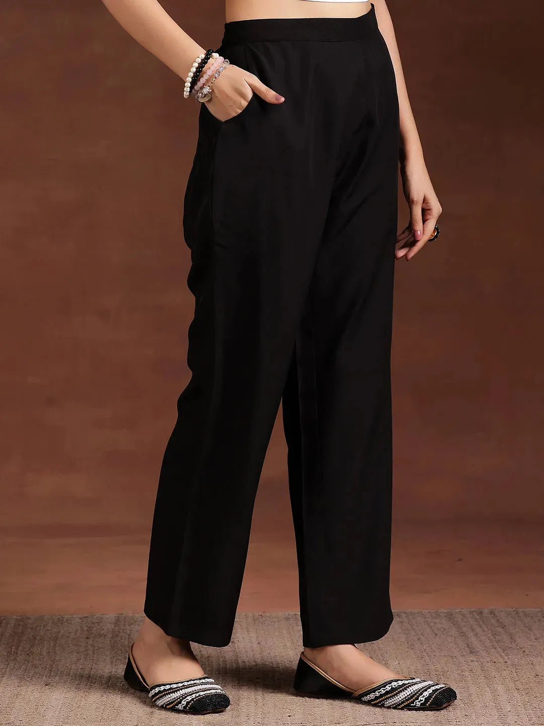  Monochrome Printed Silk Blend Straight Suit With Dupatta 