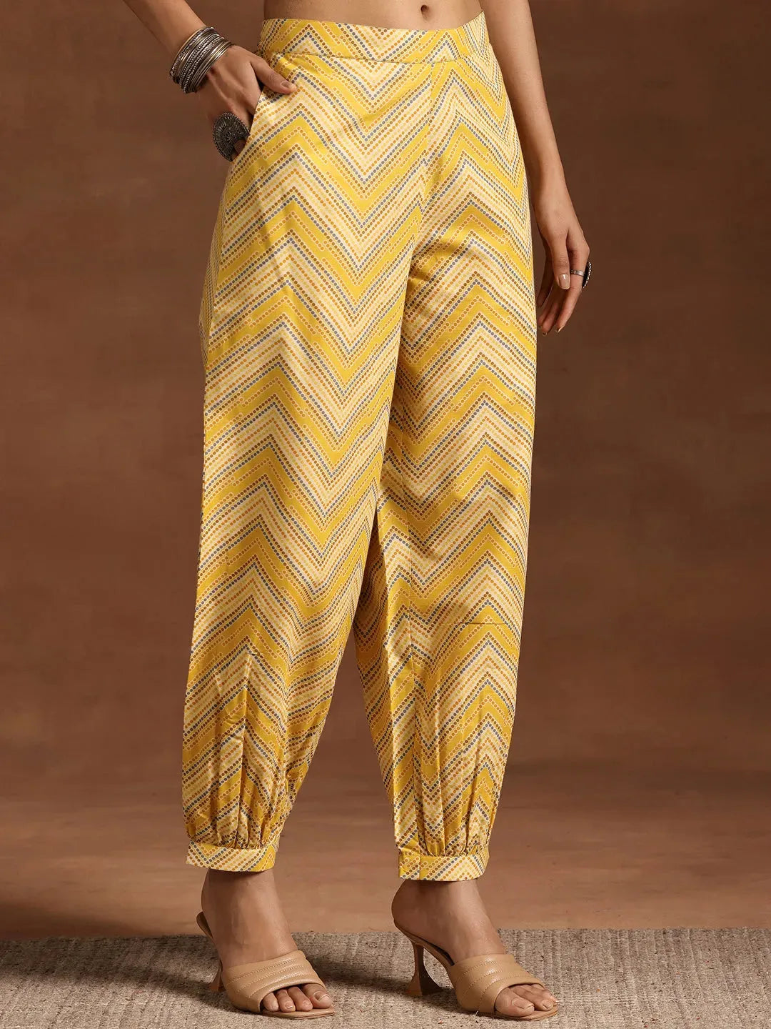  Mustard Printed Cotton Straight Kurta Set 