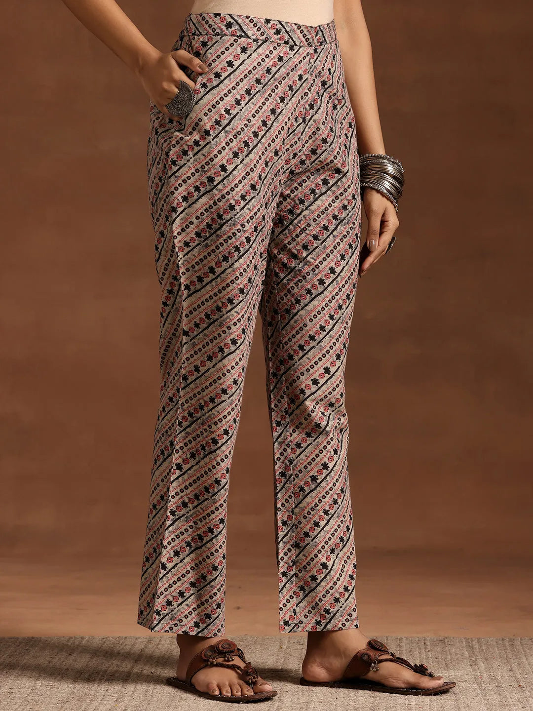  Black Printed Cotton Straight Kurta Set 