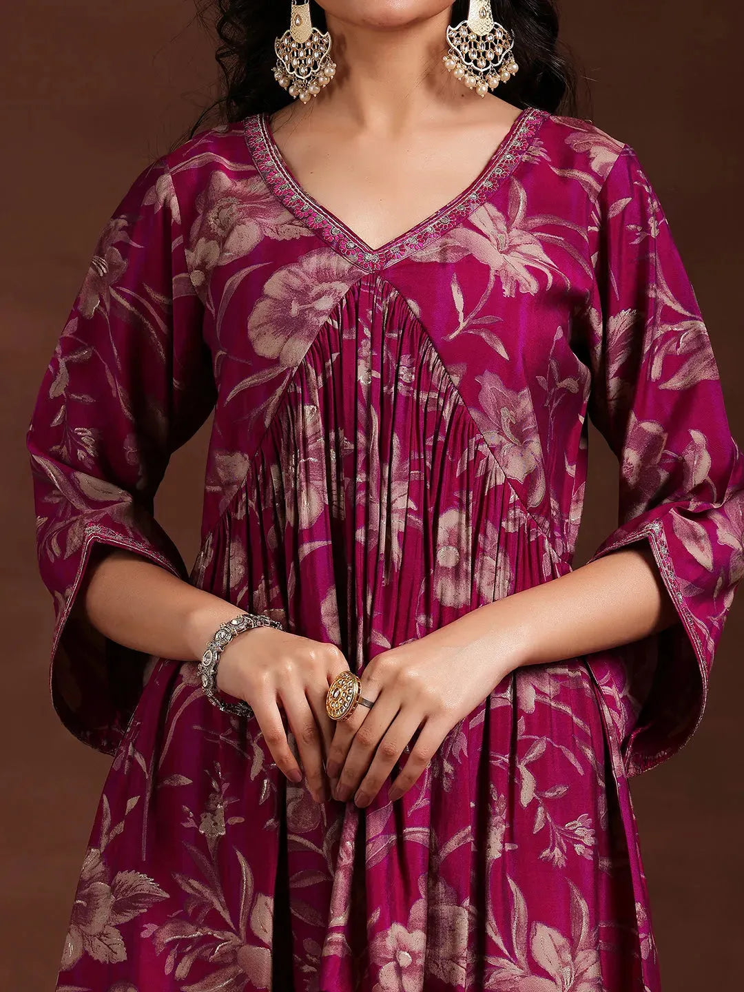  Pink Printed Silk Blend Co-Ords 