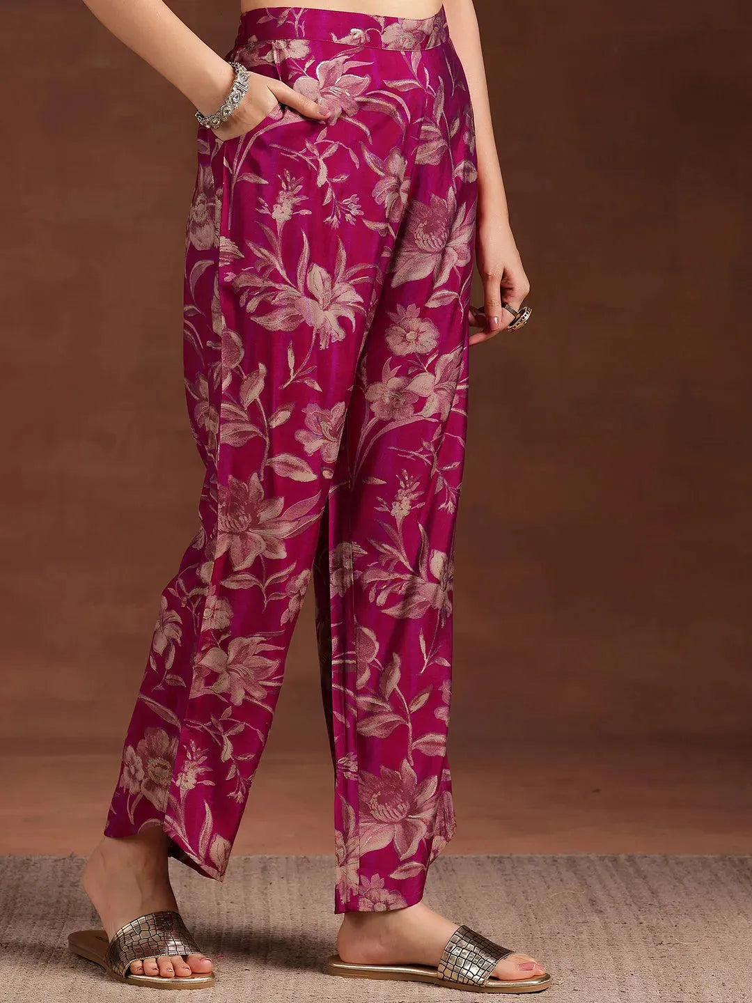  Pink Printed Silk Blend Co-Ords 