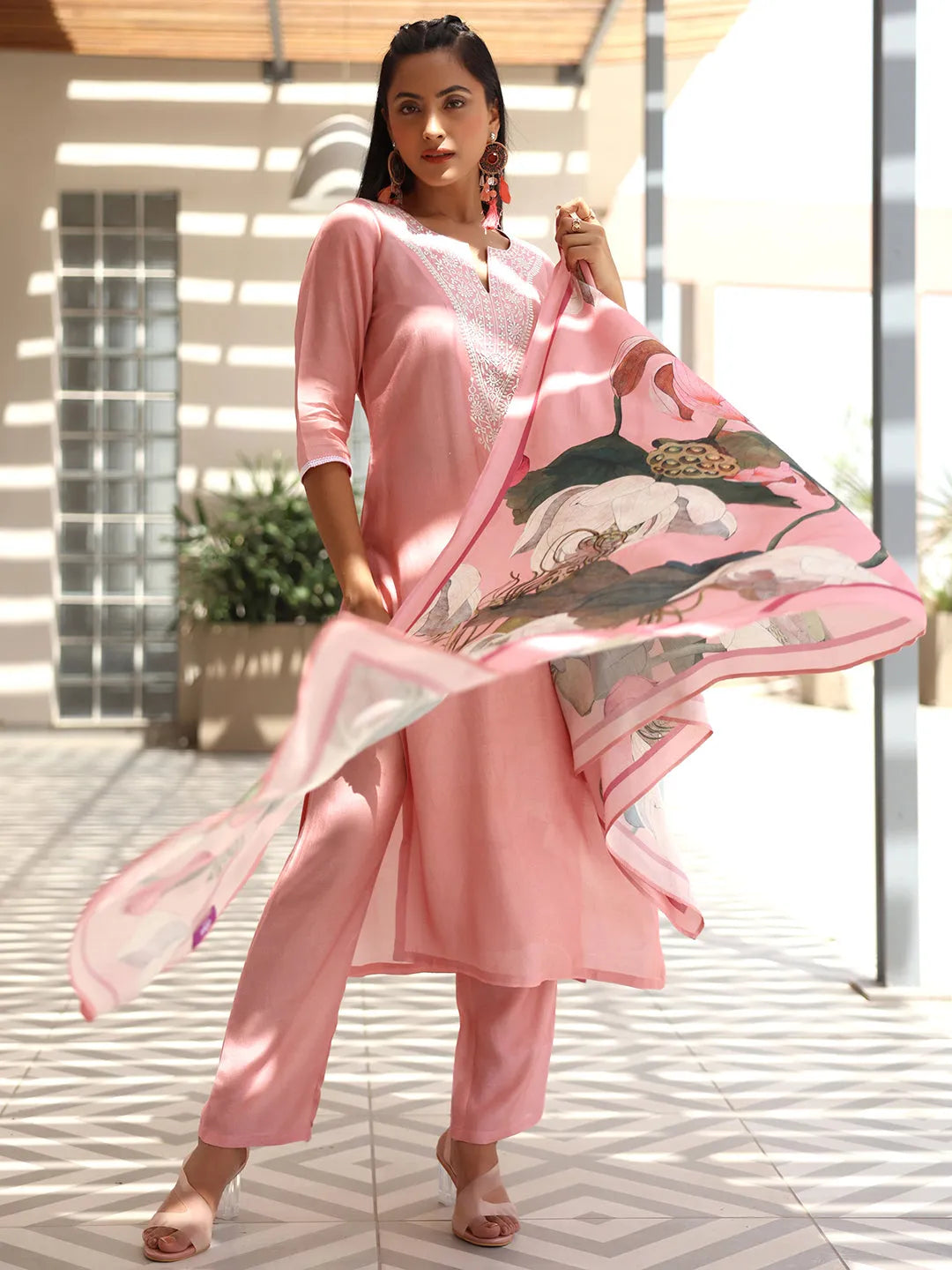 libas Pink Yoke Design Silk Blend Straight Suit With Dupatta-picture-63