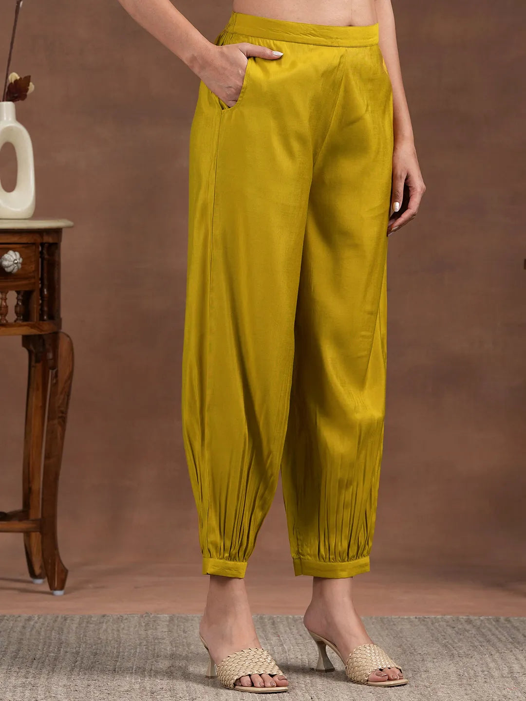  Mustard Yoke Design Silk Blend Straight Suit With Dupatta 