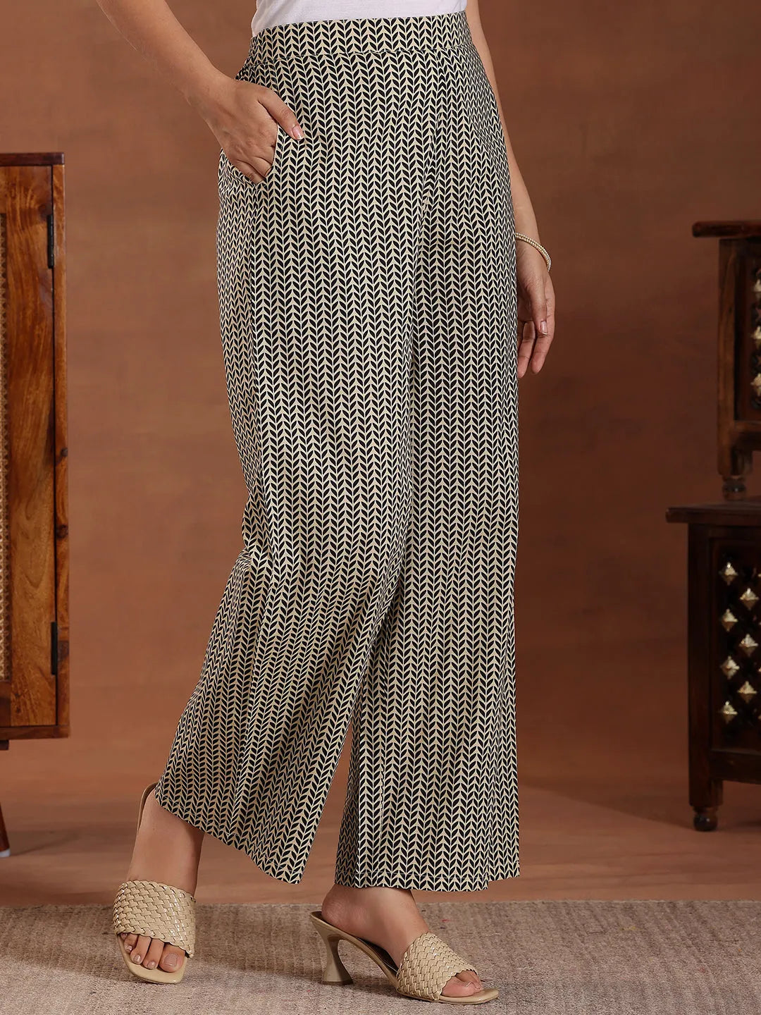  Black Printed Cotton Straight Suit With Dupatta 