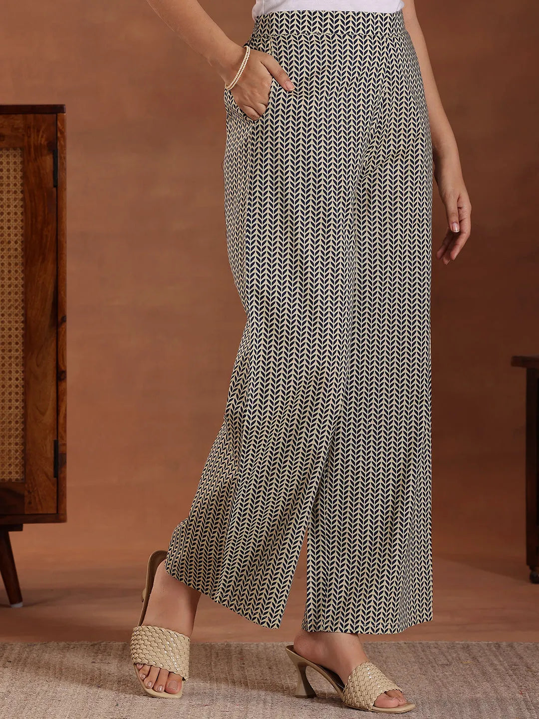  Blue Printed Cotton Straight Suit With Dupatta 