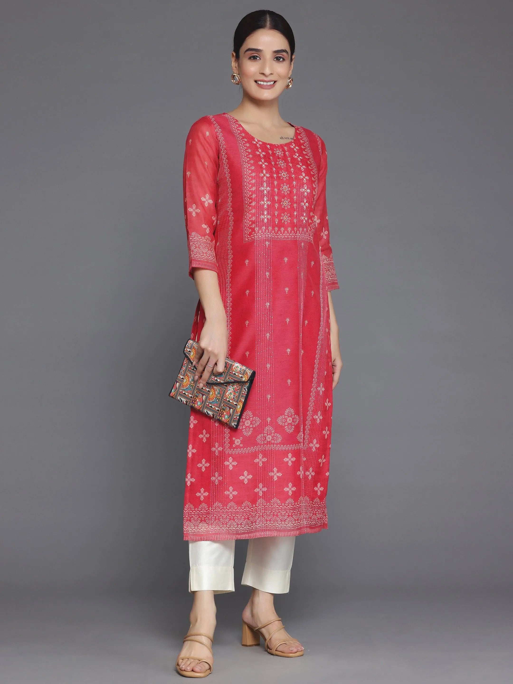 libas Coral Printed Chanderi Silk Straight Kurta-picture-37