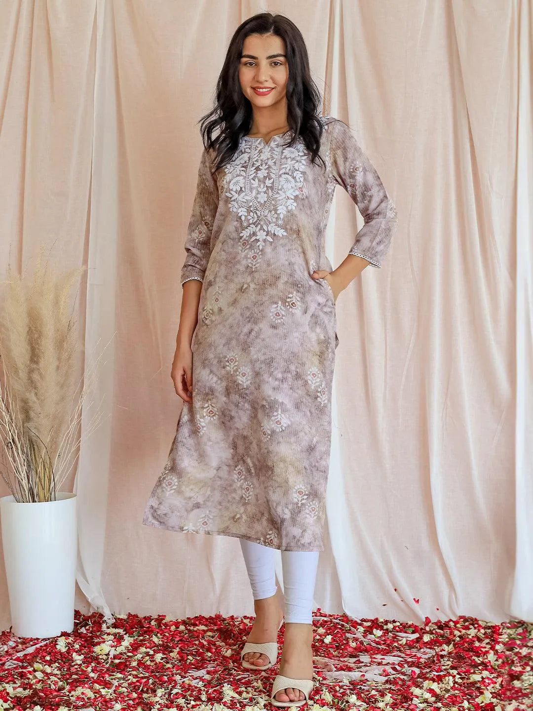 libas Taupe Printed Cotton Straight Kurta-picture-37