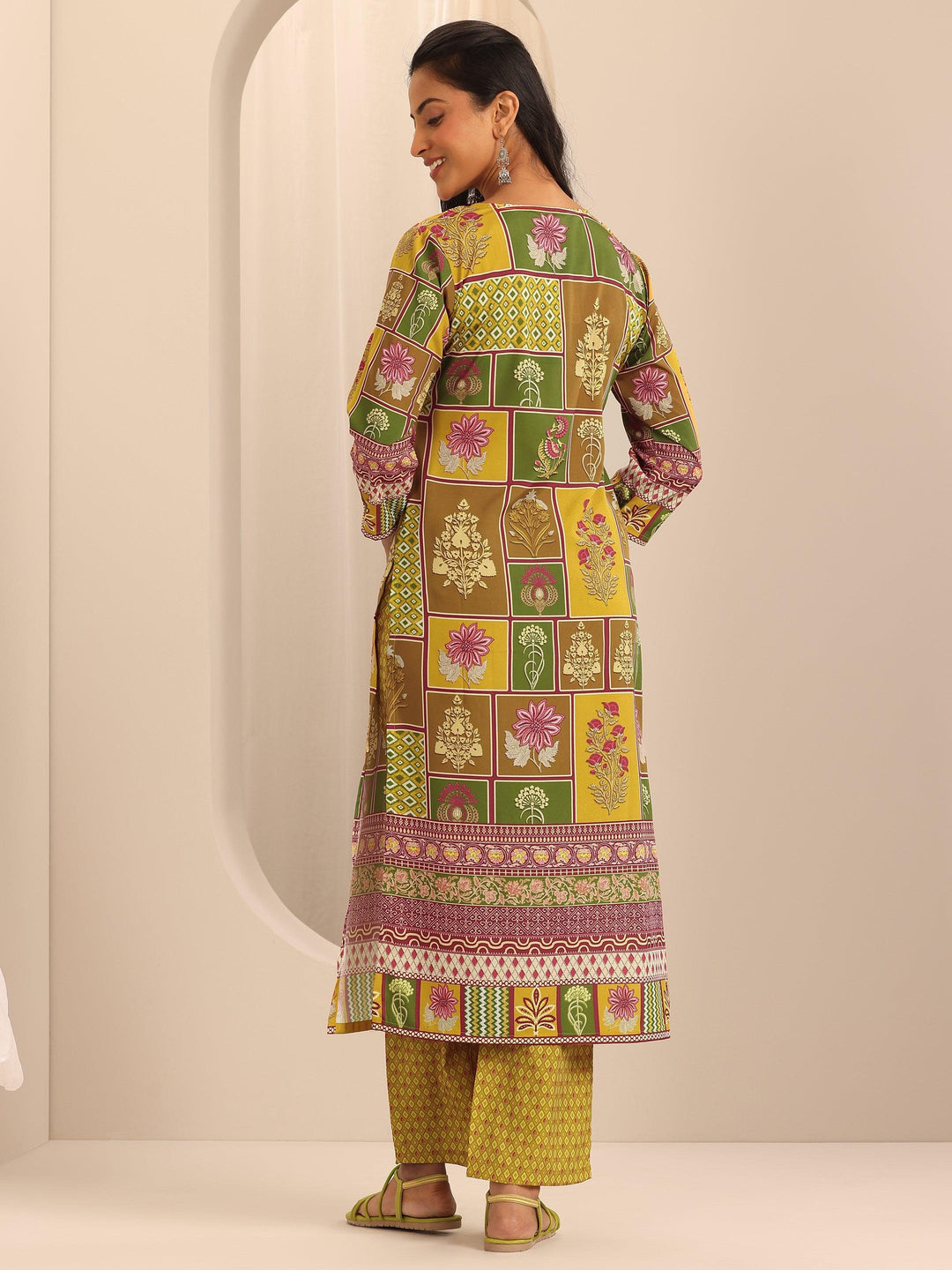  Multi Printed Poly Crepe Straight Kurta Set 