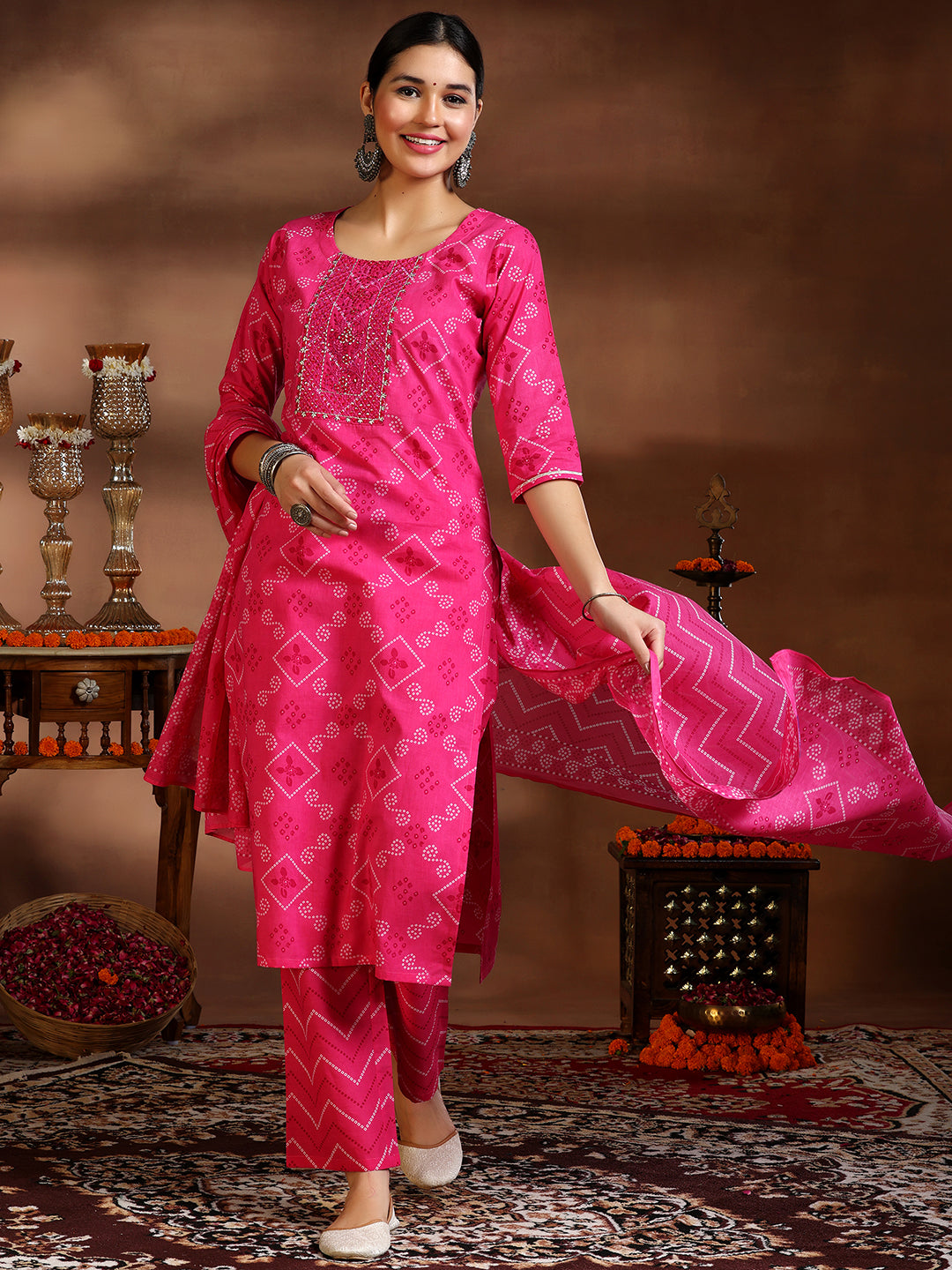 libas Pink Printed Cotton Straight Suit With Dupatta-picture-57