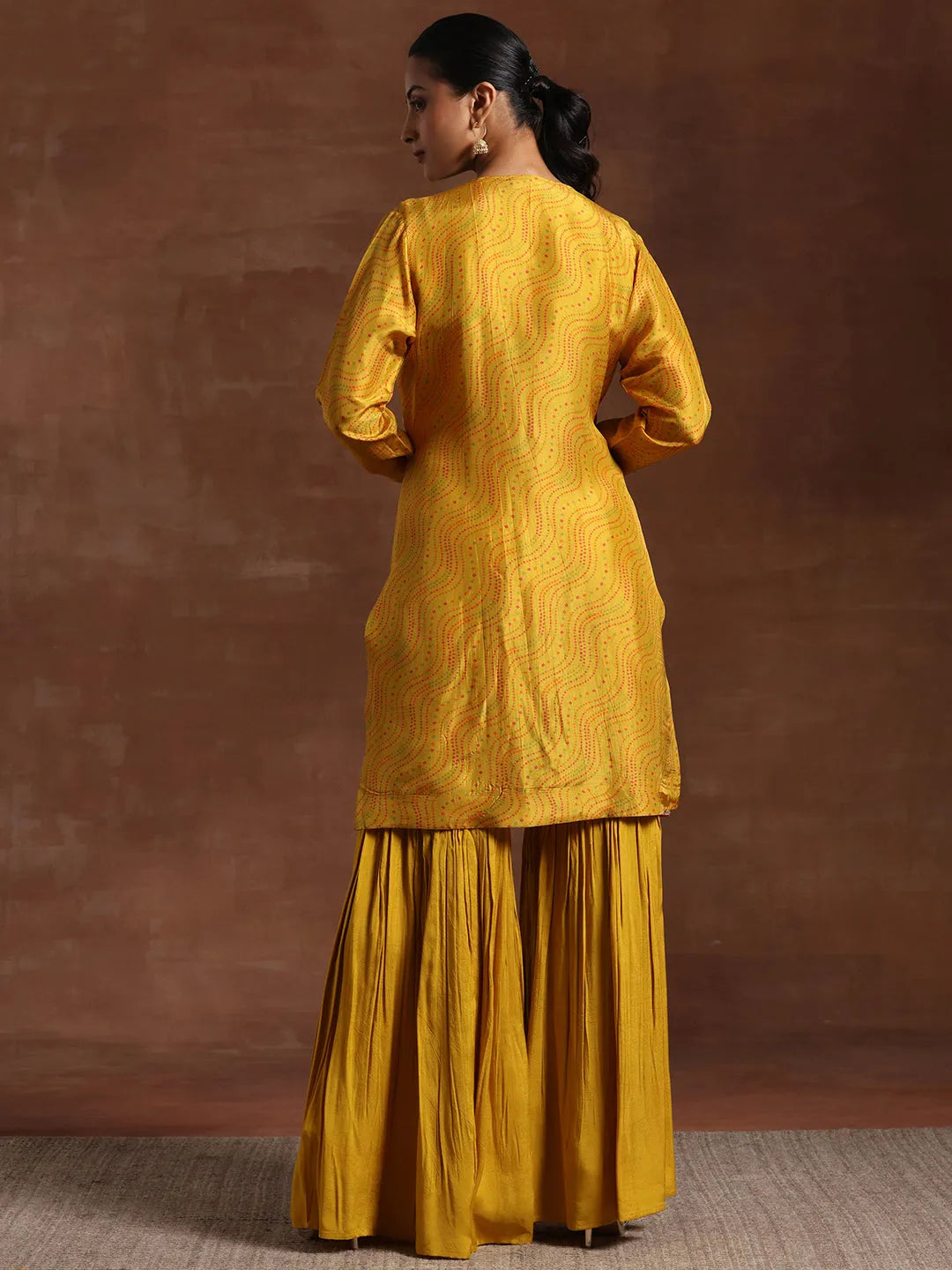  Mustard Embroidered Silk Blend Co-Ords 
