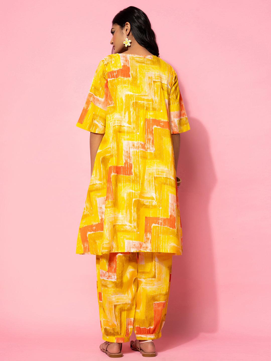 Yellow Printed Cotton Co-Ords