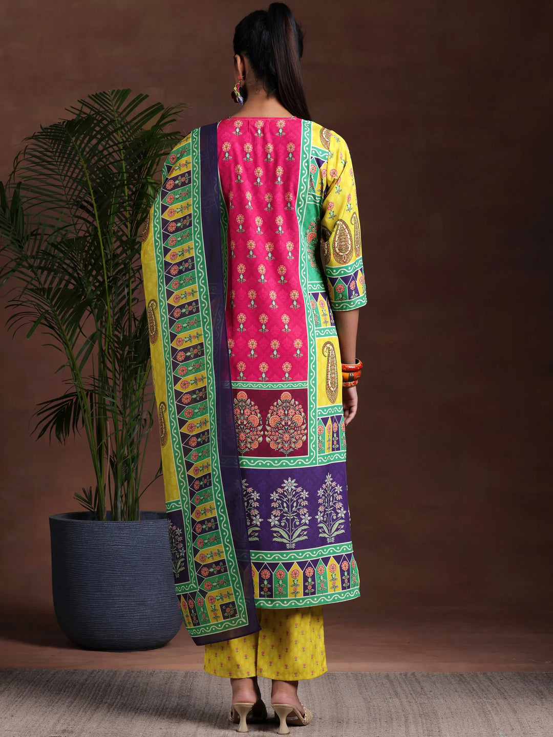  Multi Printed Poly Crepe Straight Suit With Dupatta 