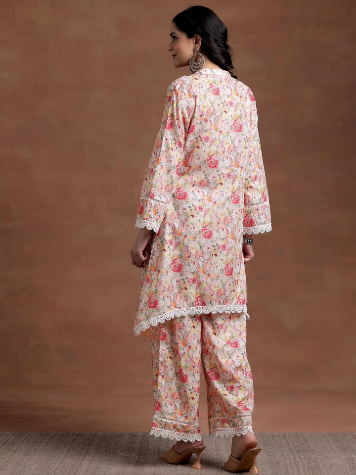 Multi Printed Cotton A-Line Kurta With Palazzos - Libas