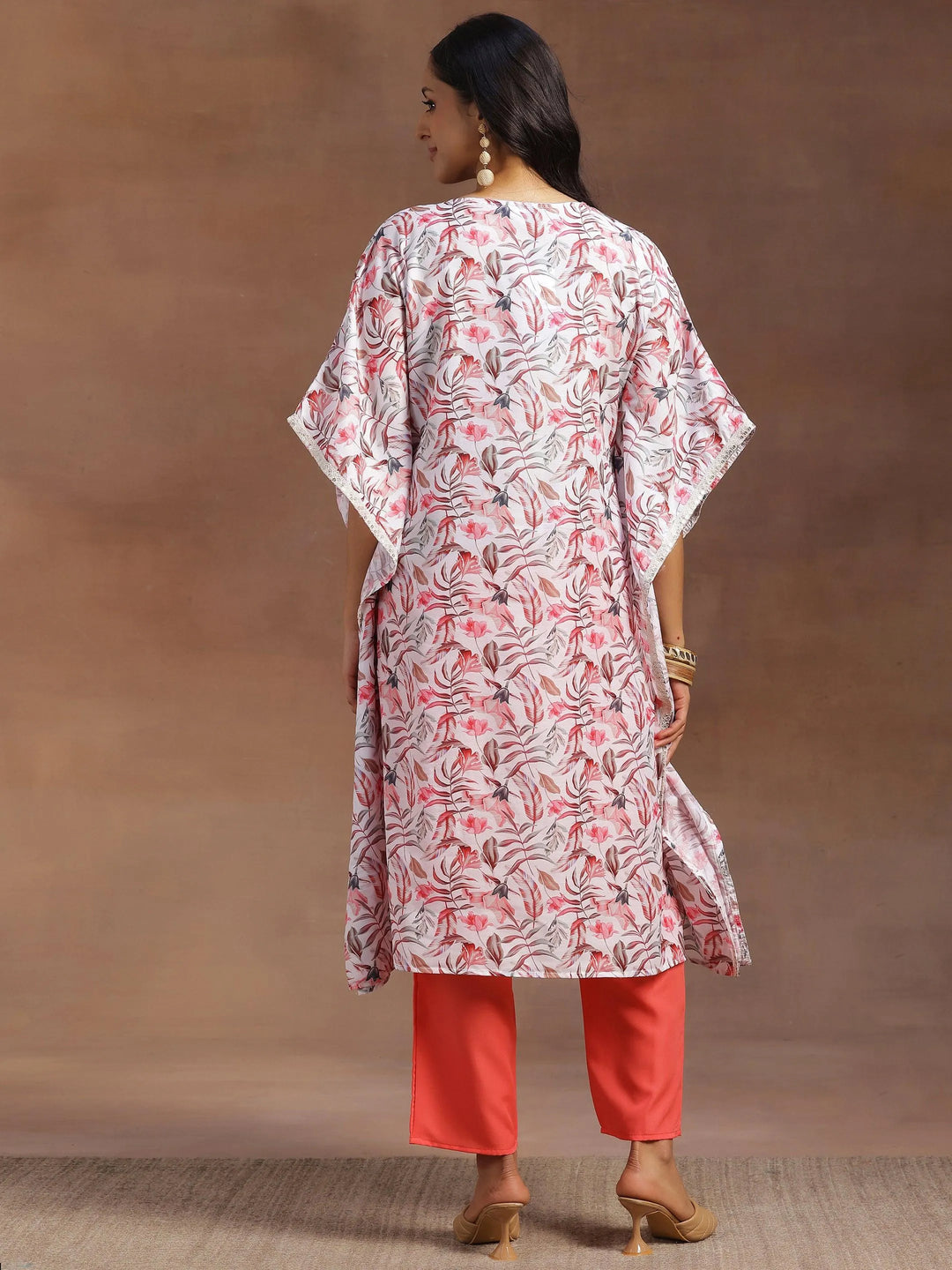 Cream Printed Silk Blend Co-Ords - Libas 