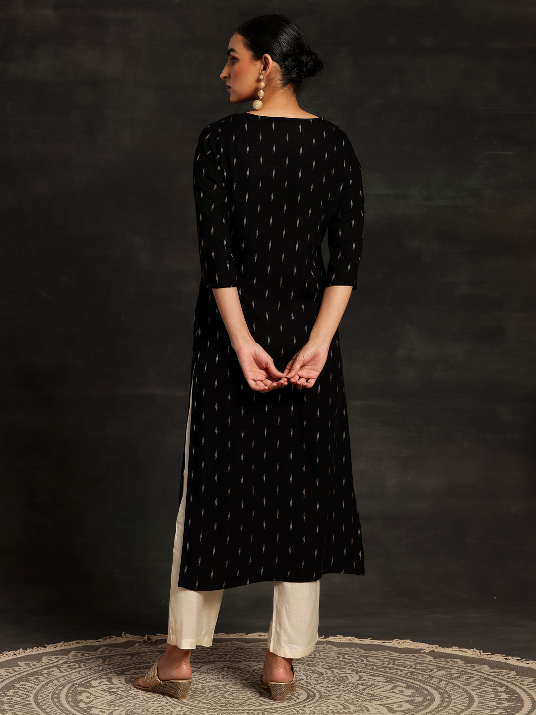  Black Yoke Design Cotton Straight Kurta 