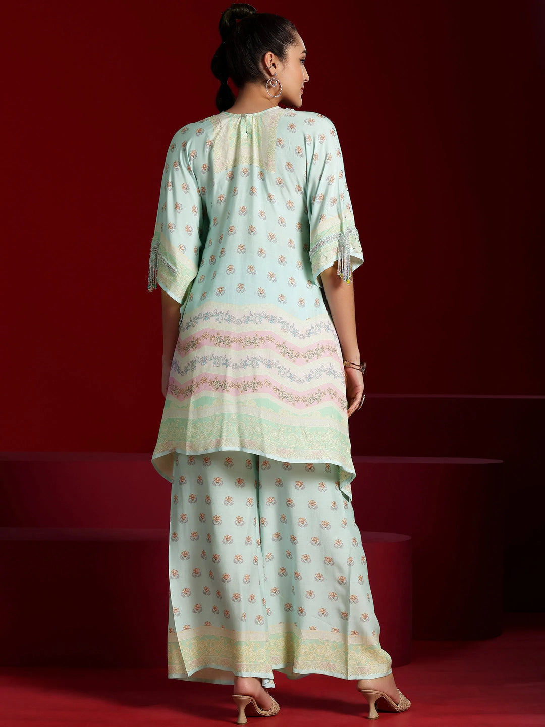  Libas Art Blue Printed Silk Blend Co-Ords 
