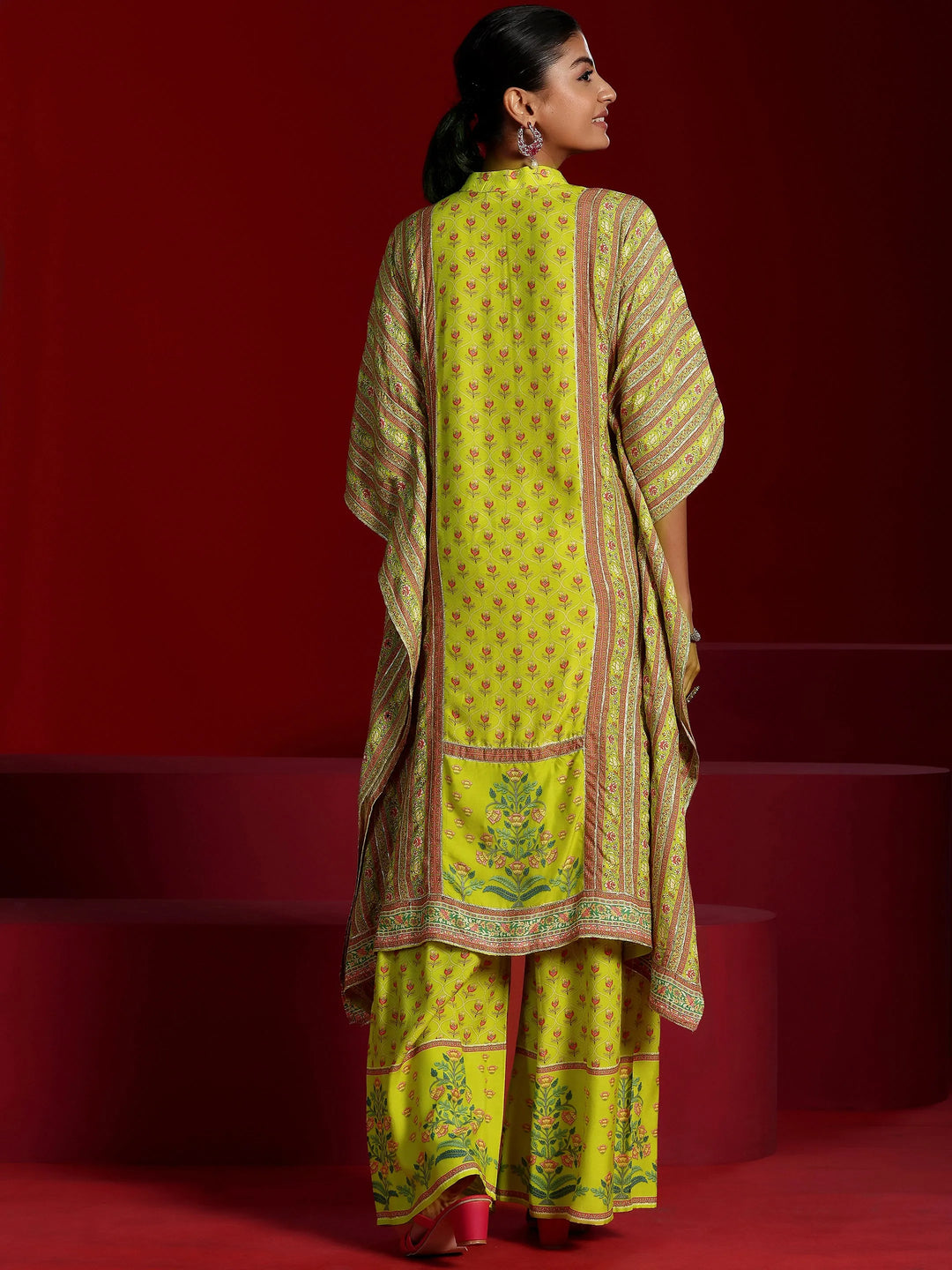  Libas Art Lime Printed Silk Blend Co-Ords 