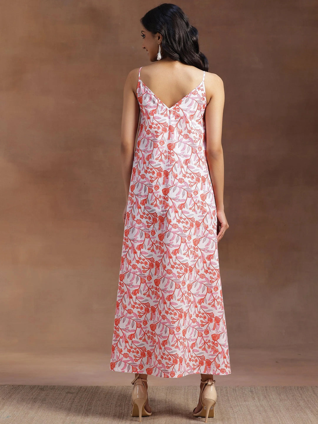White Printed Cotton A-Line Dress - Libas 