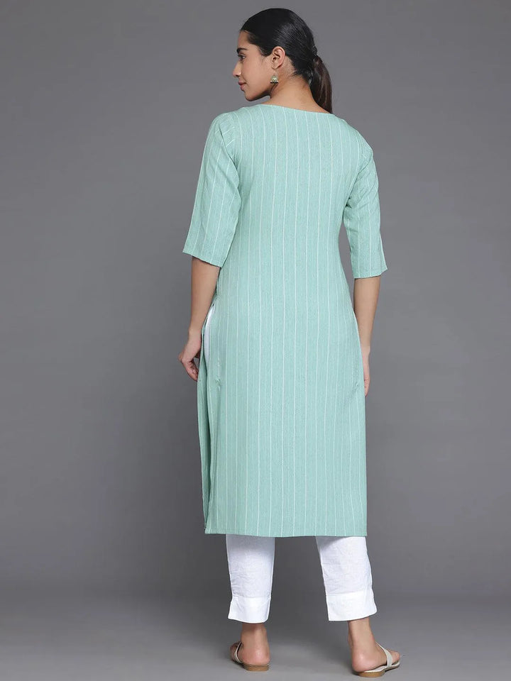 Green Yoke Design Rayon Straight Kurta - Libas