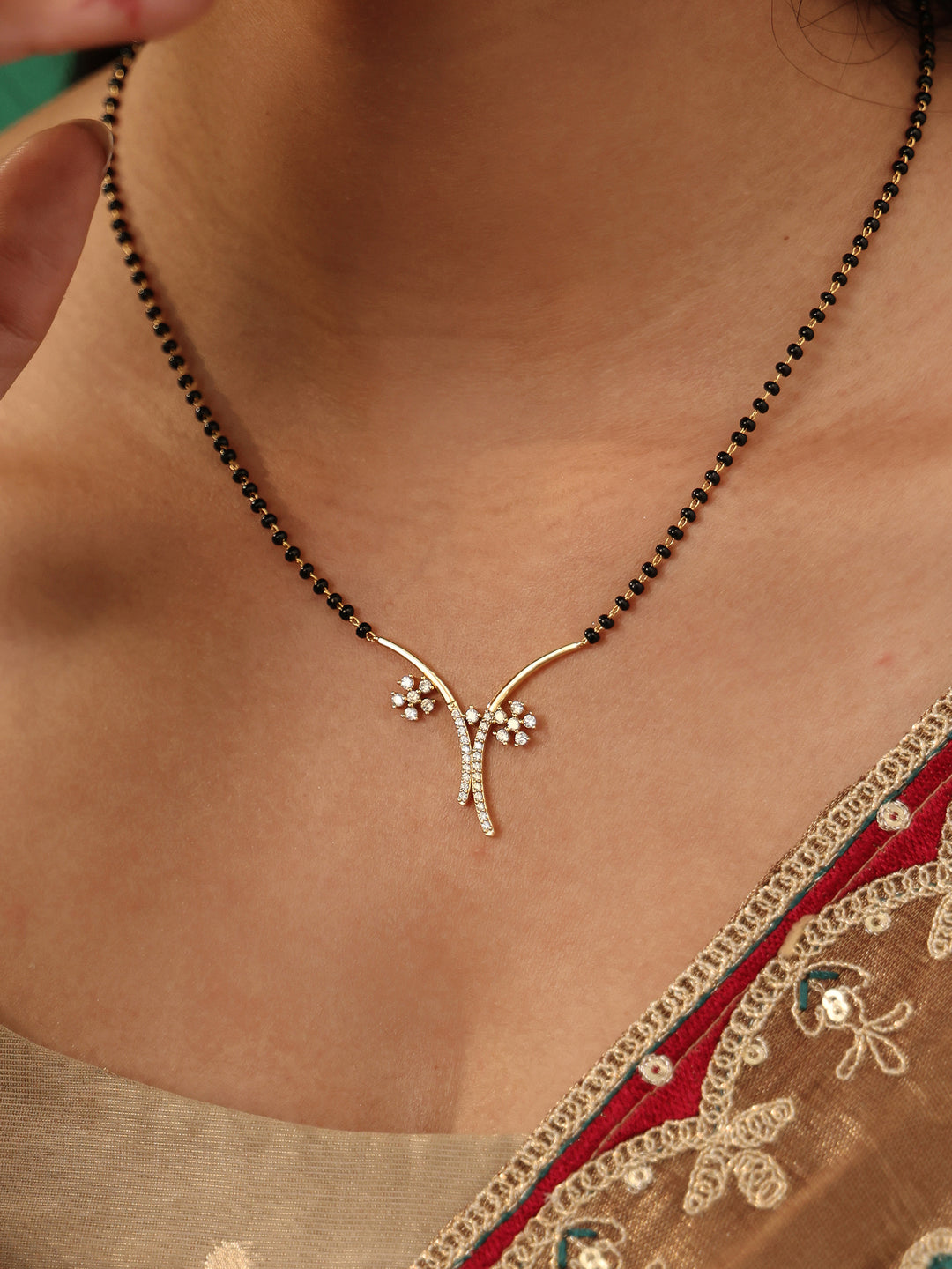  Libas Gold Plated Mangalsutra with Floral Pendant 