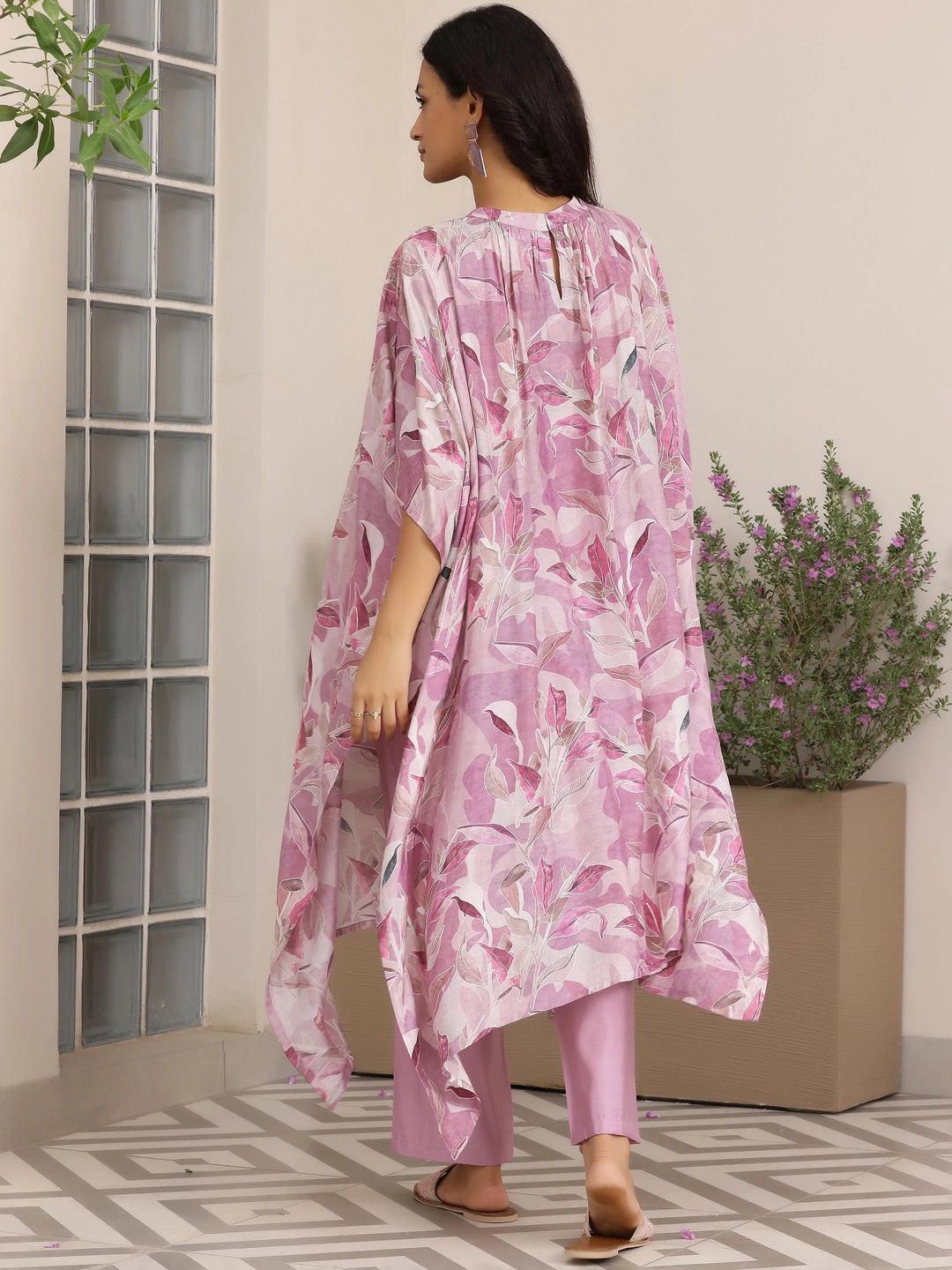  Lavender Printed Silk Blend Co-Ords 