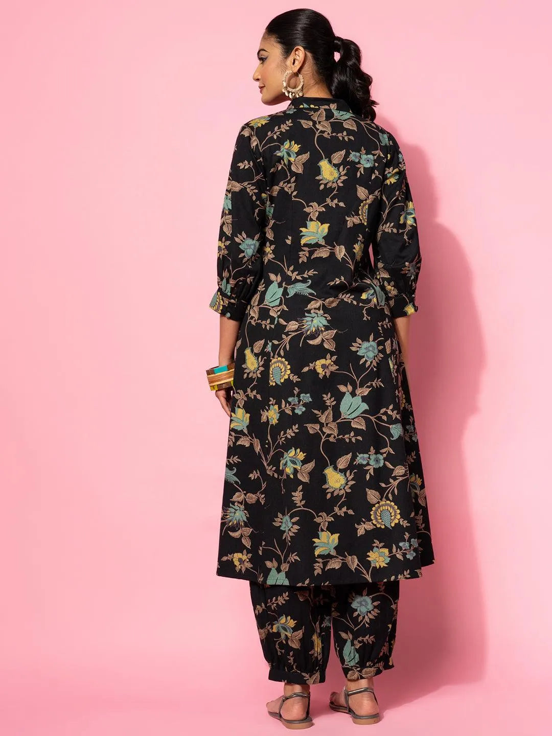 Black Printed Cotton Co-Ords - Libas 