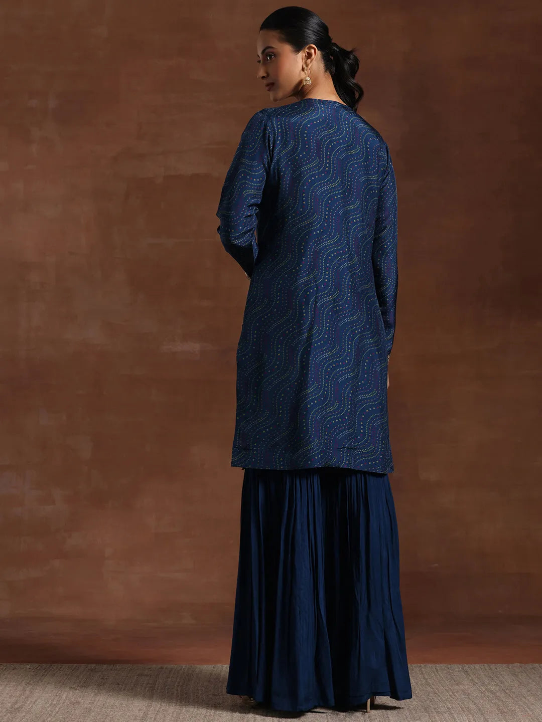  Blue Embroidered Silk Blend Co-Ords 