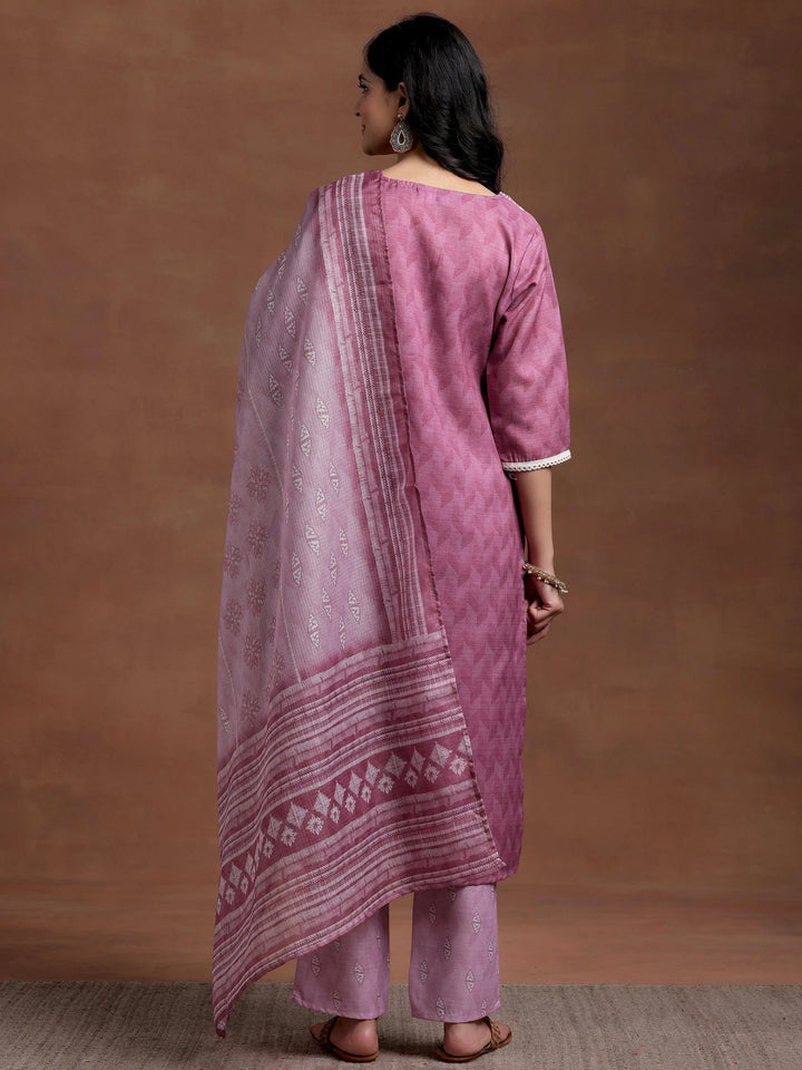 Pink Yoke Design Cotton Straight Suit With Dupatta - Libas