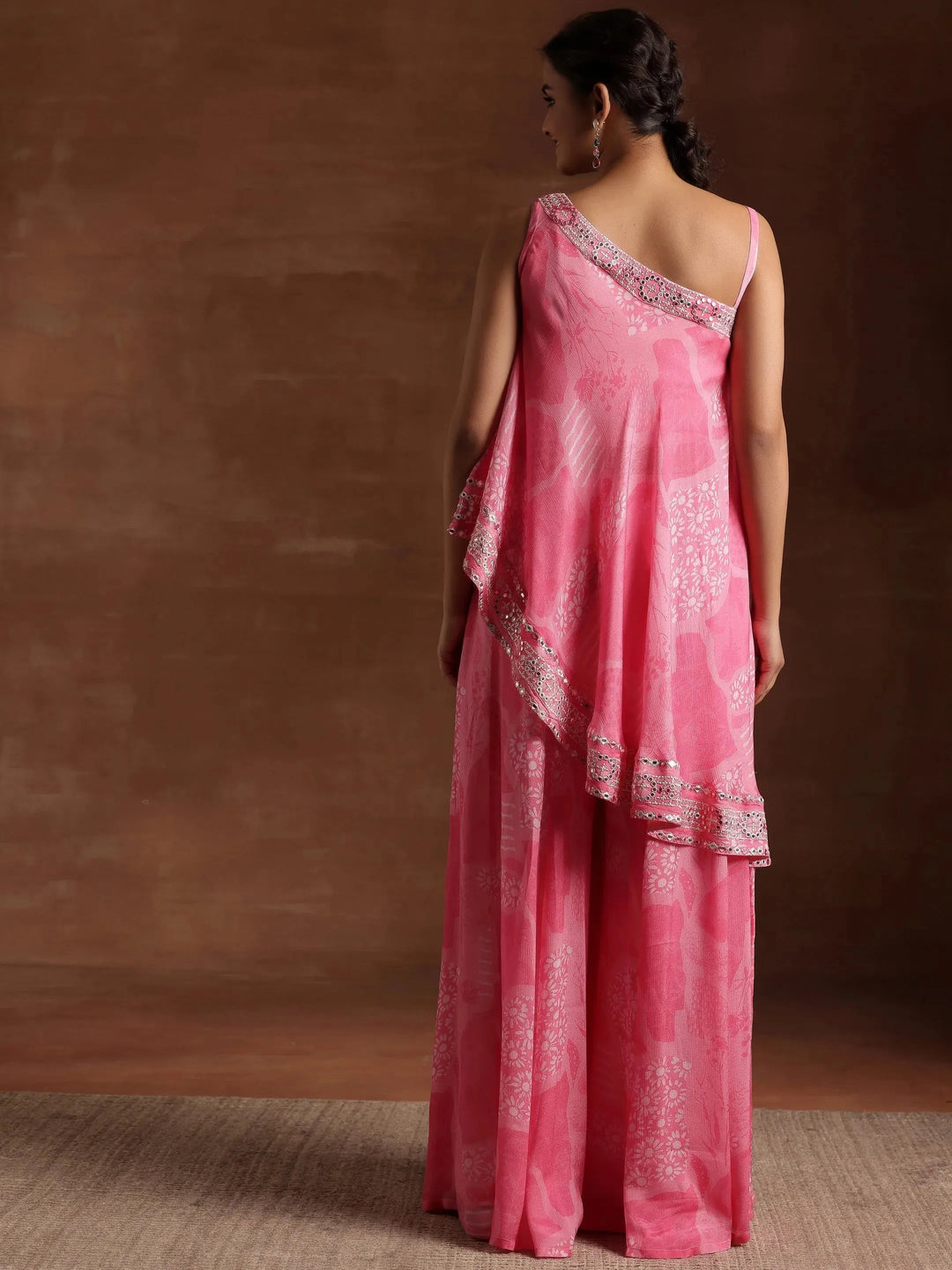  Pink Printed Silk Blend Co-Ords 