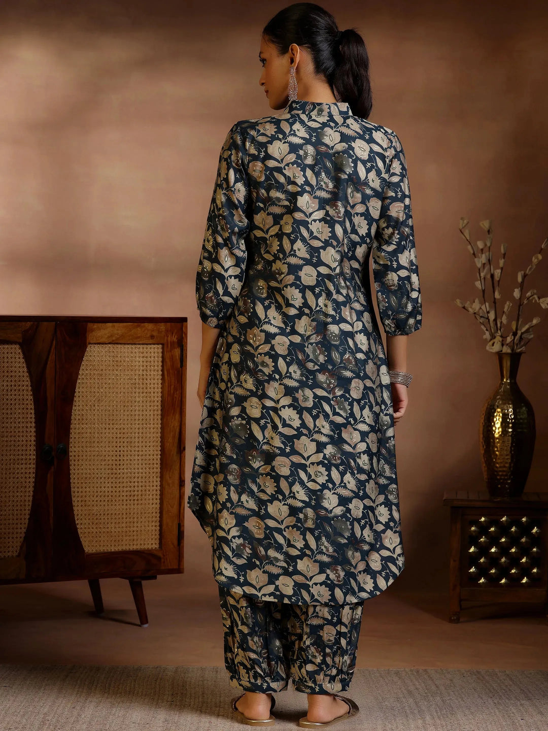  Green Printed Silk Blend Co-Ords 