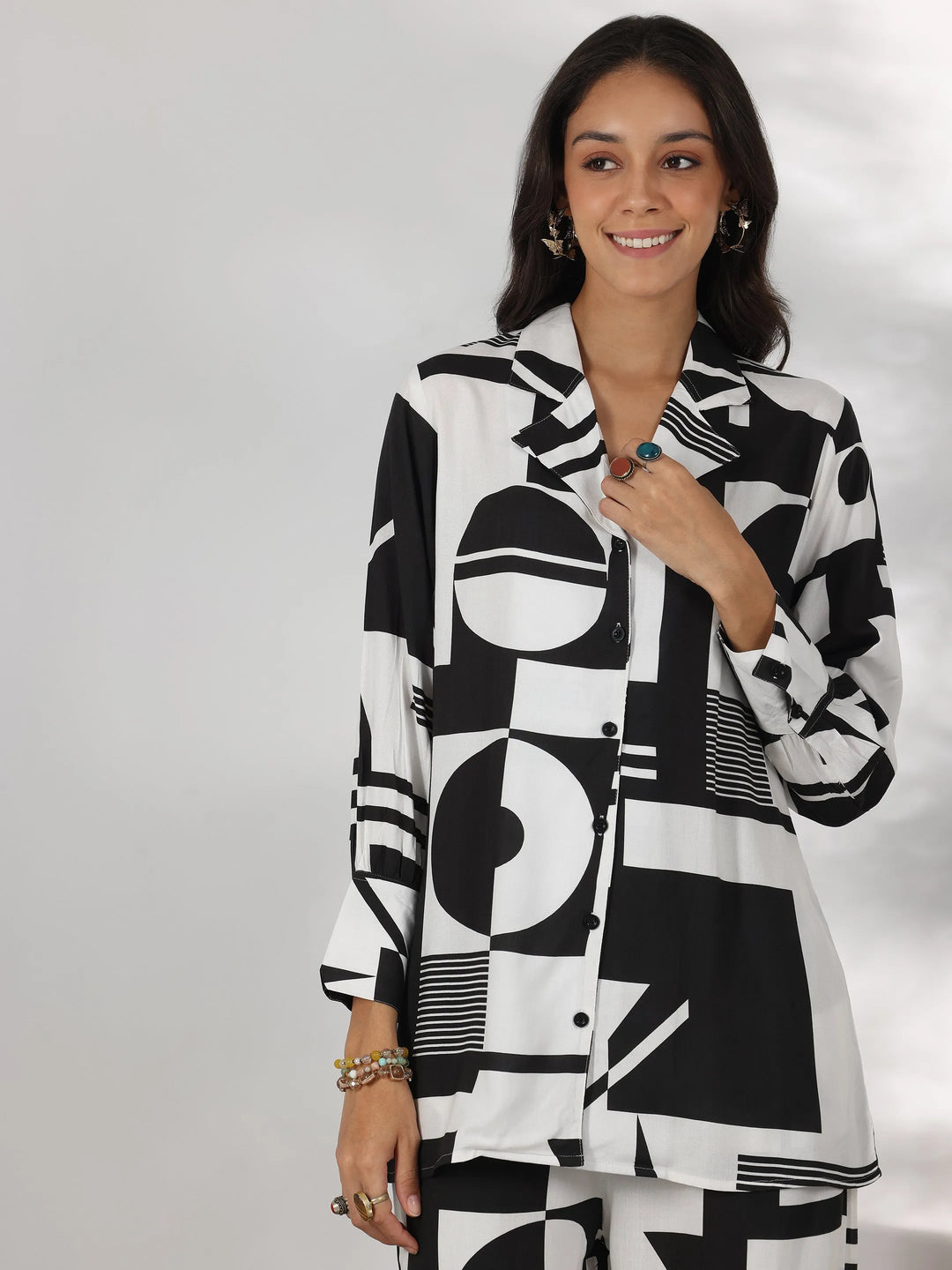  White Printed Rayon Co-Ords 