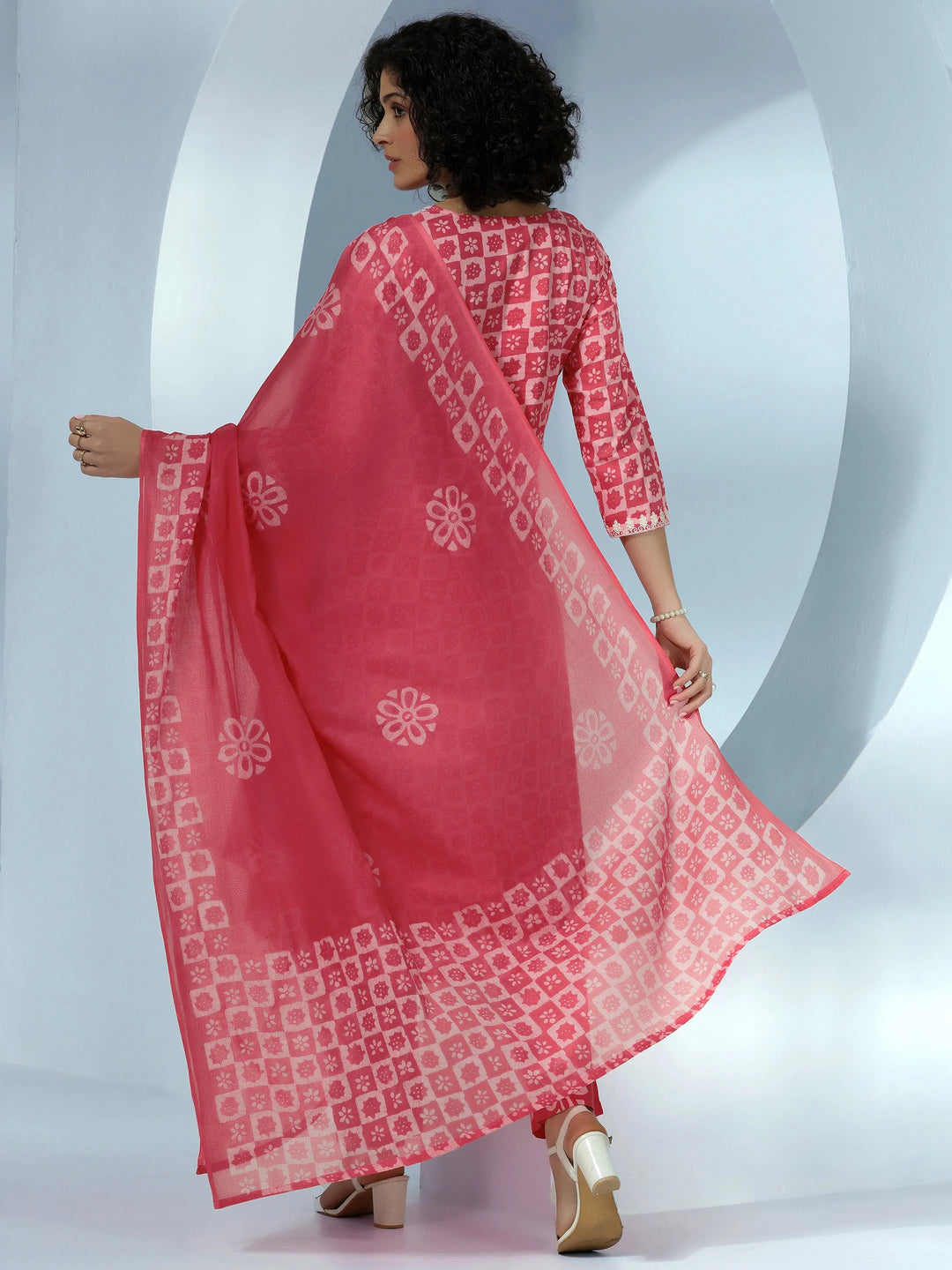  Coral Printed Cotton Straight Suit With Dupatta 