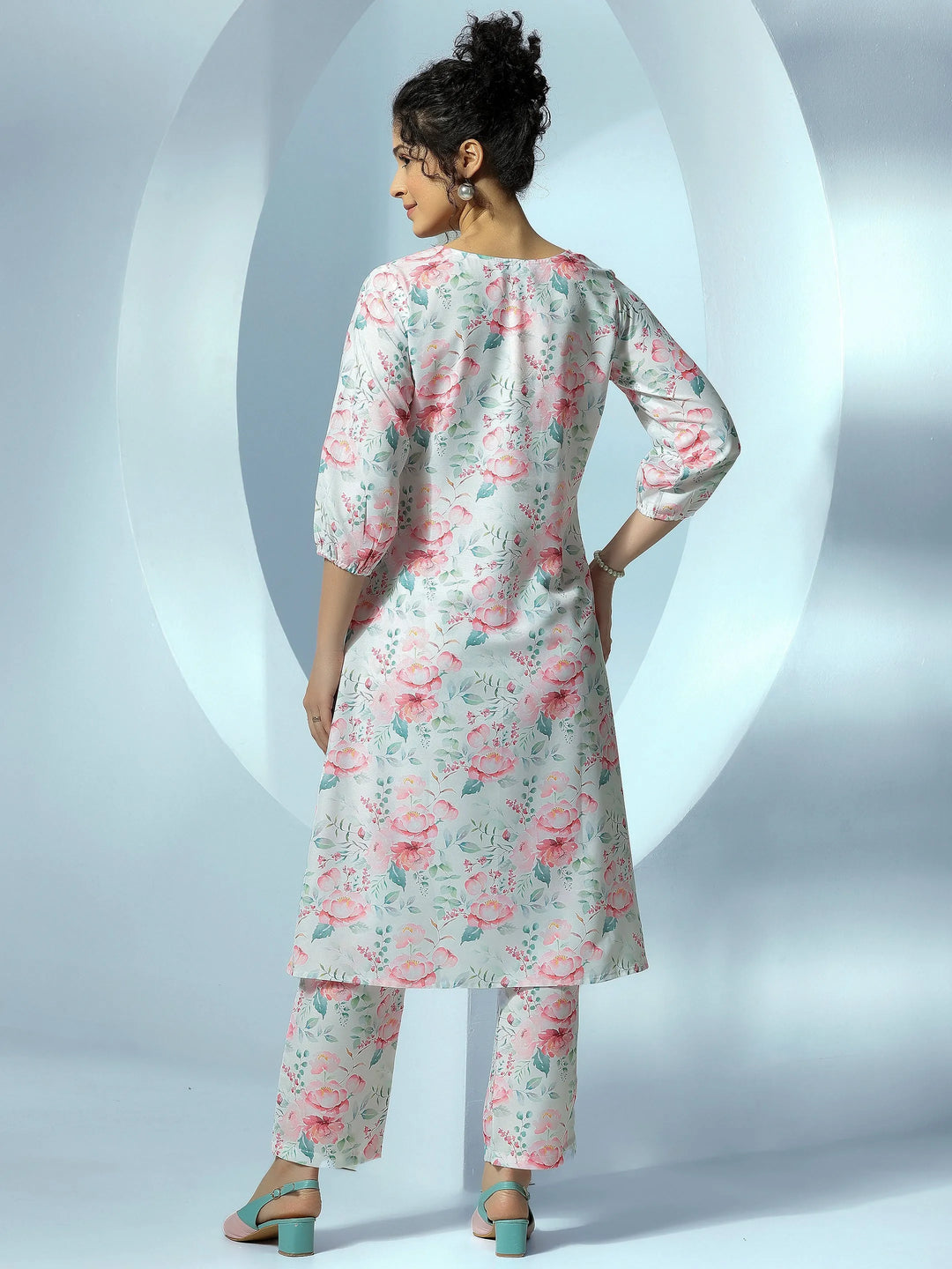  White Printed Rayon Co-Ords 