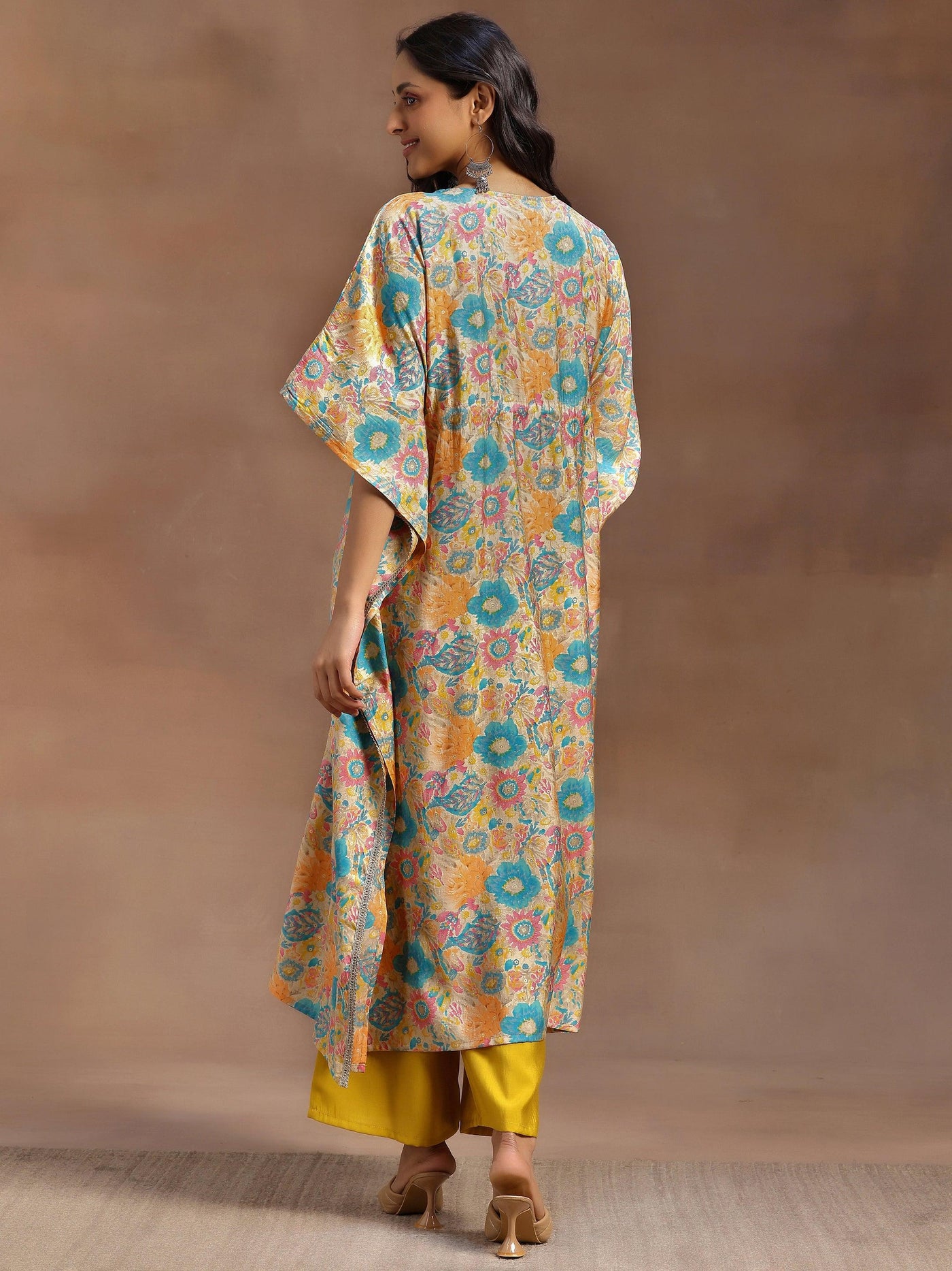 Multicoloured Printed Silk Blend Co-Ords - Libas