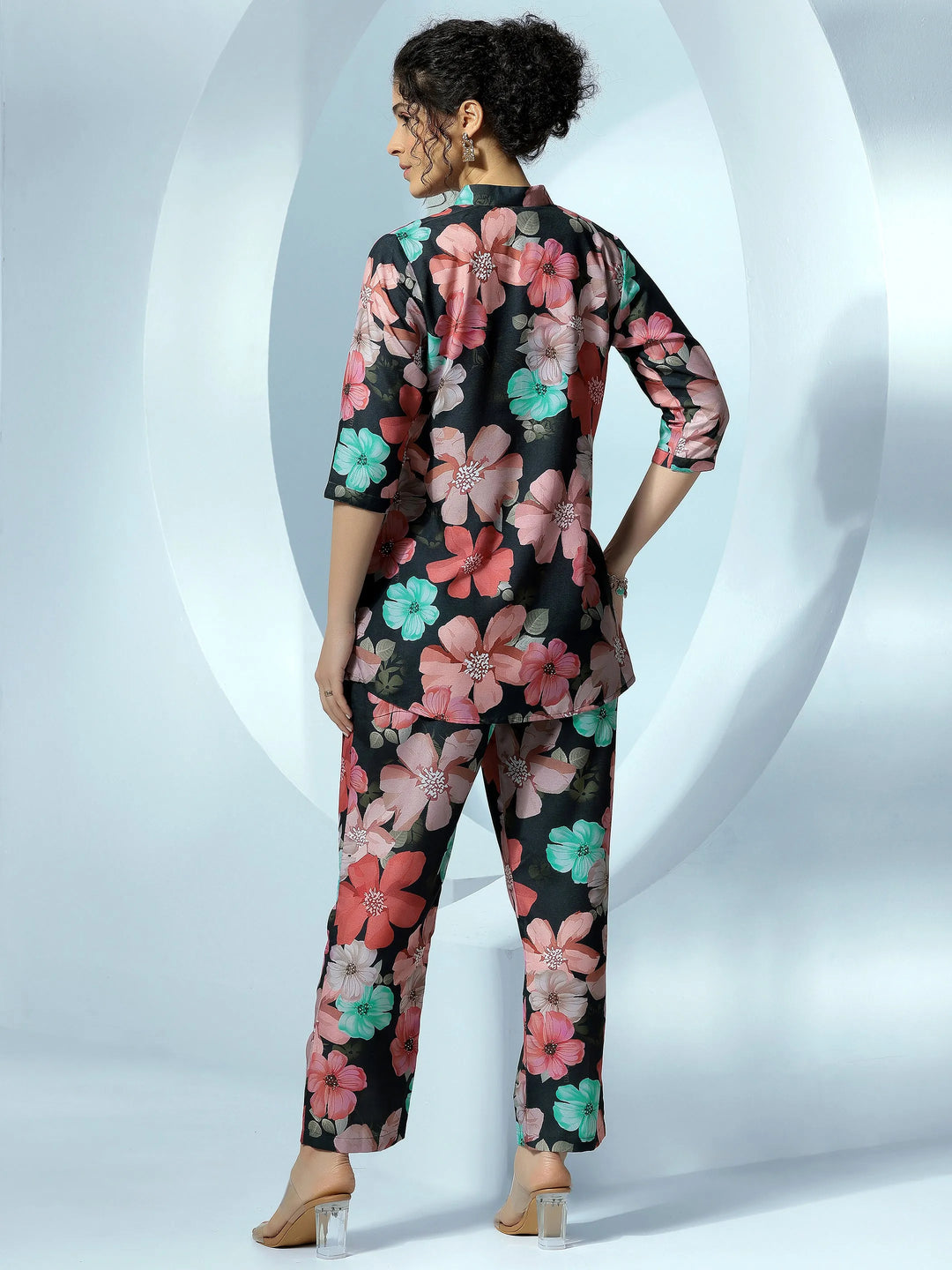  Black Printed Cotton Blend Co-Ords 