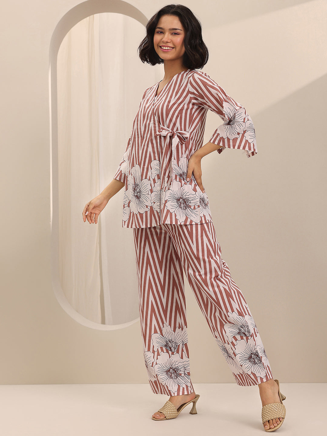  Brown Printed Cotton Co-Ord Sets 