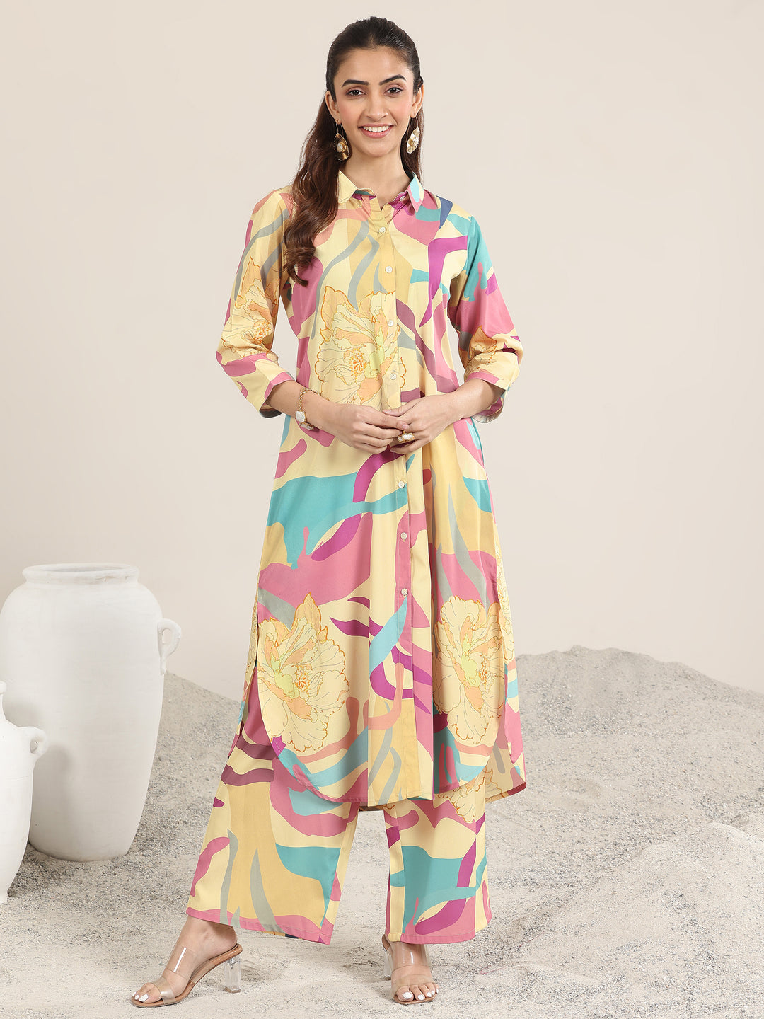 Multi Printed Poly Crepe Co-Ord Sets 