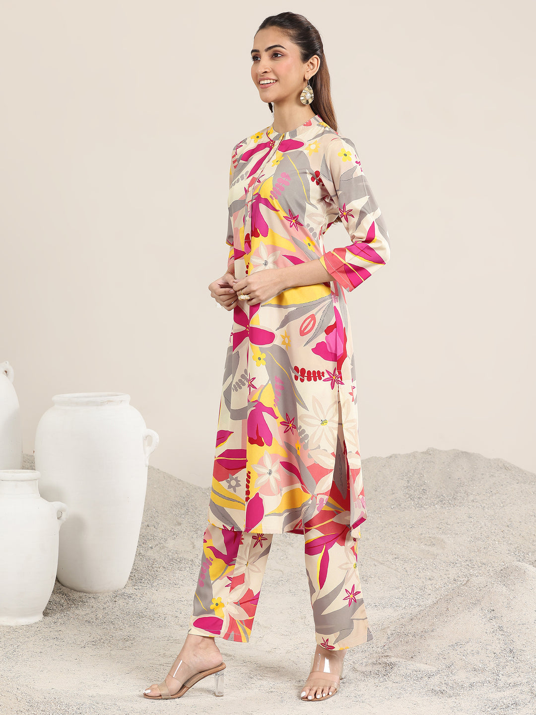  Multi Printed Poly Crepe Co ord sets 