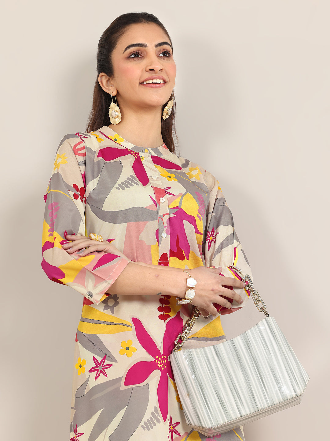  Multi Printed Poly Crepe Co ord sets 