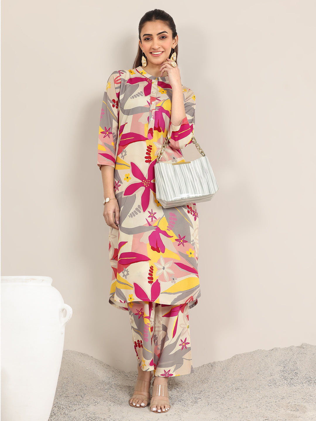 Multi Printed Poly Crepe Co ord sets 